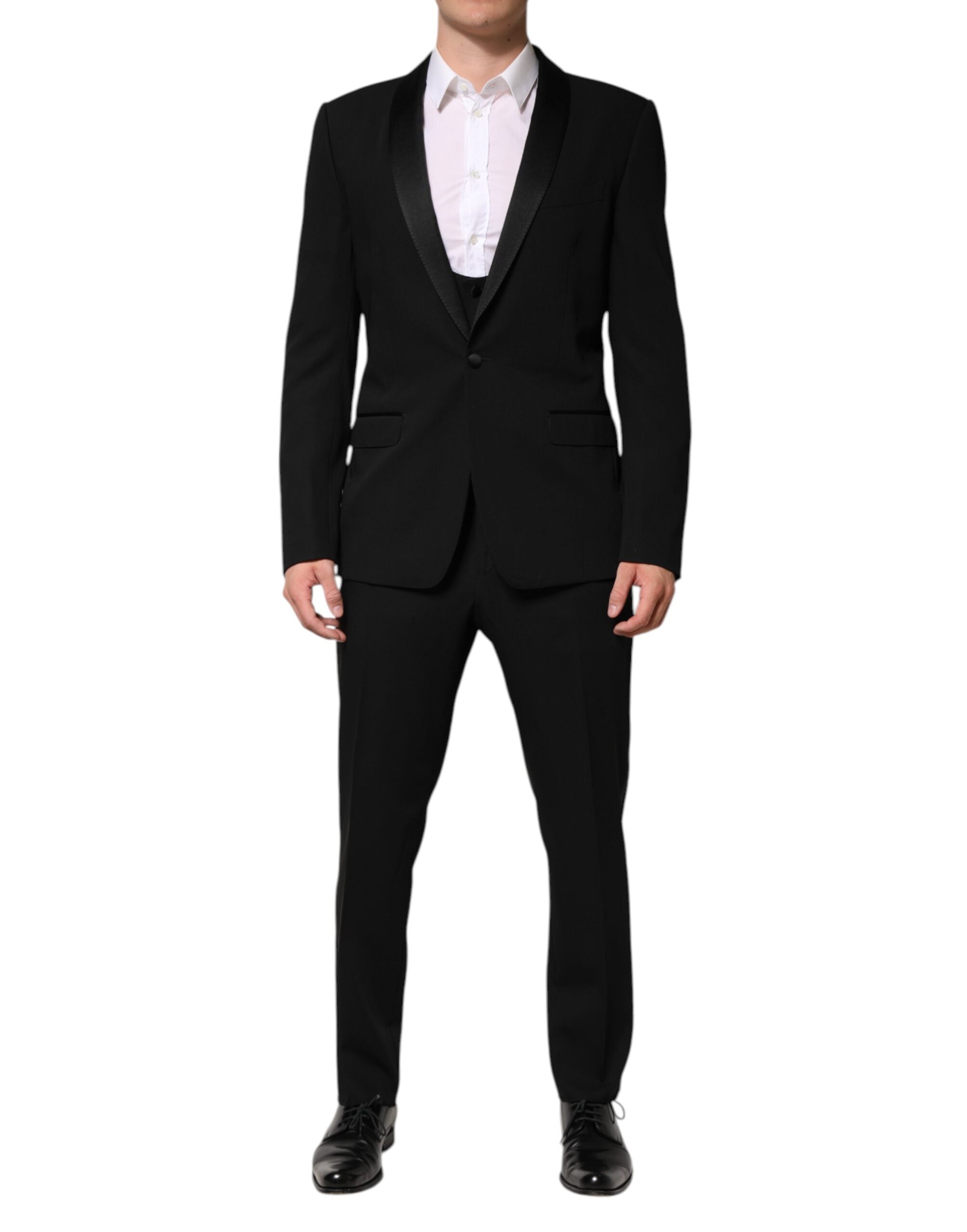 Dolce & Gabbana Black Wool 3 Piece Single Breasted Suit