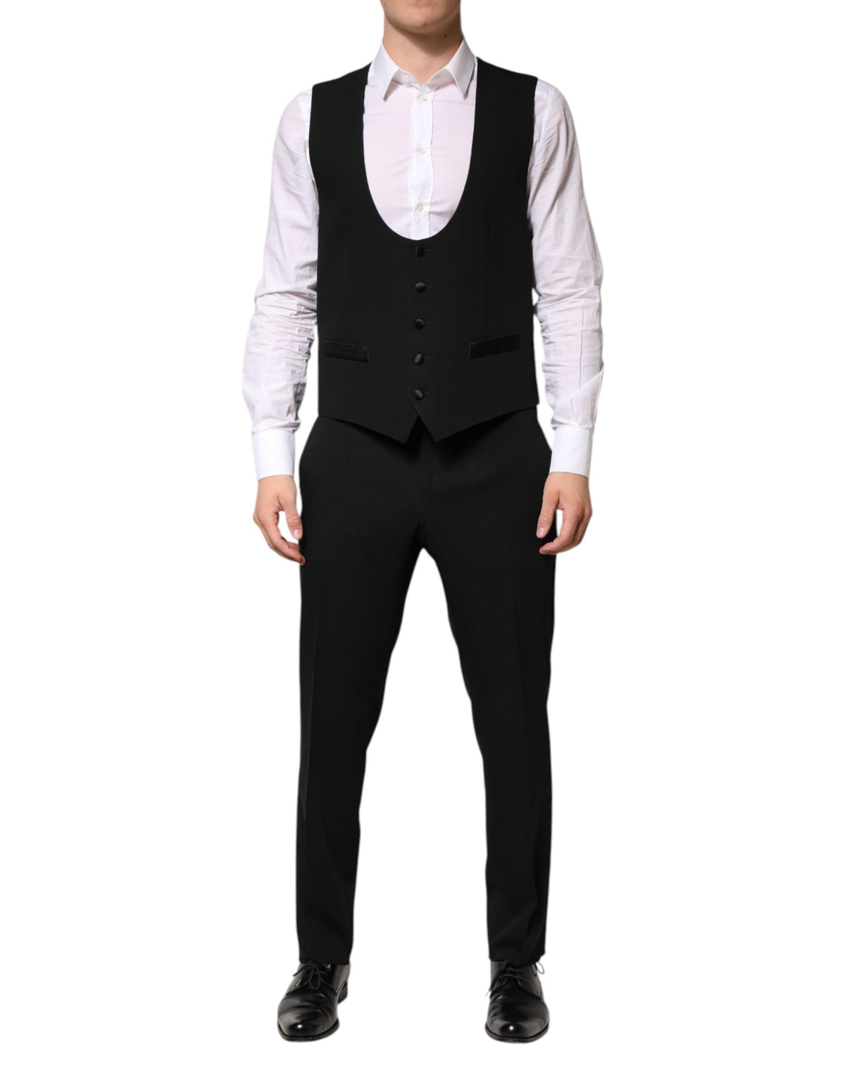 Pre-Owned Dolce & Gabbana Black Wool 3 Piece Single Breasted Suit Men's - Very Good