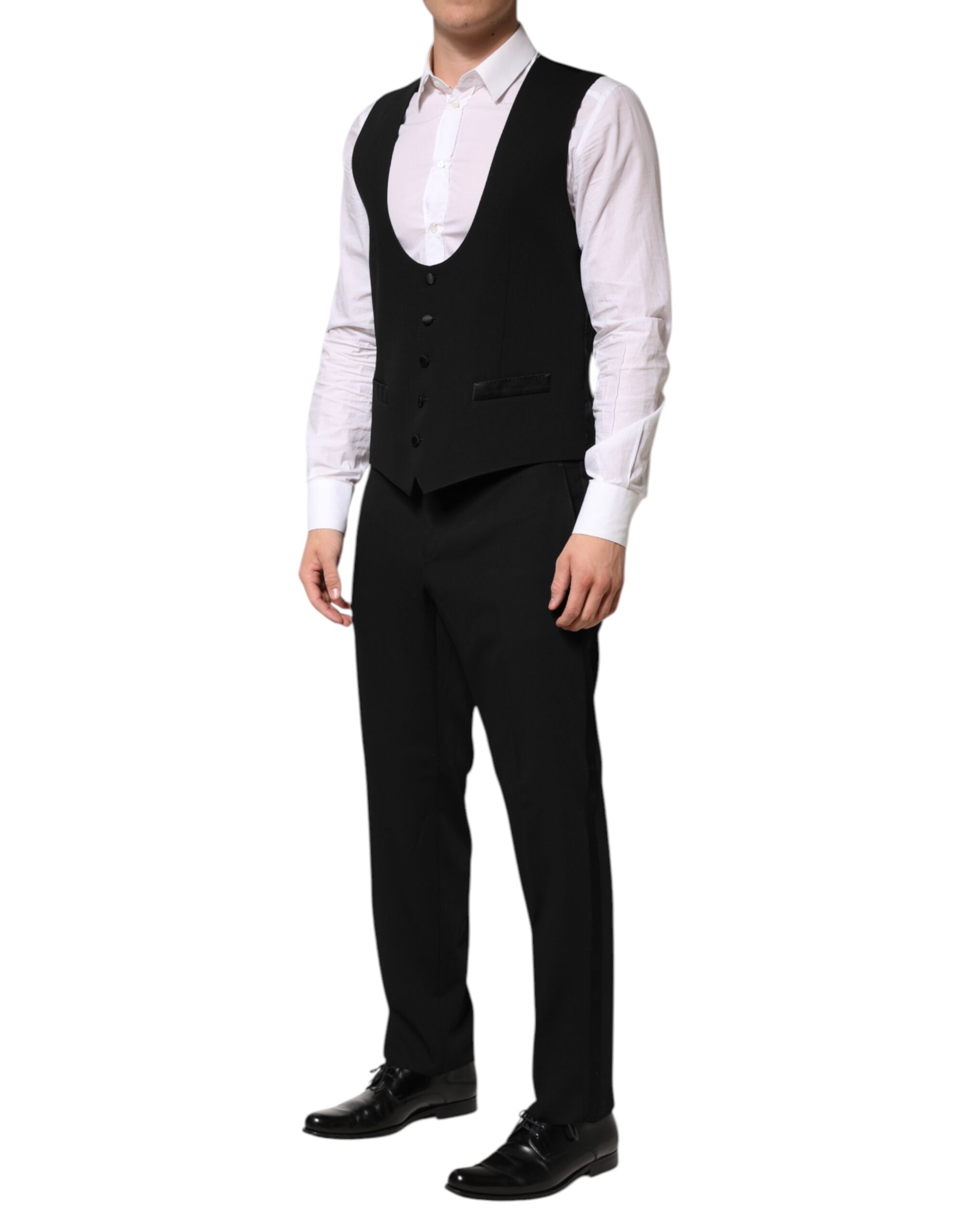 Pre-Owned Dolce & Gabbana Black Wool 3 Piece Single Breasted Suit