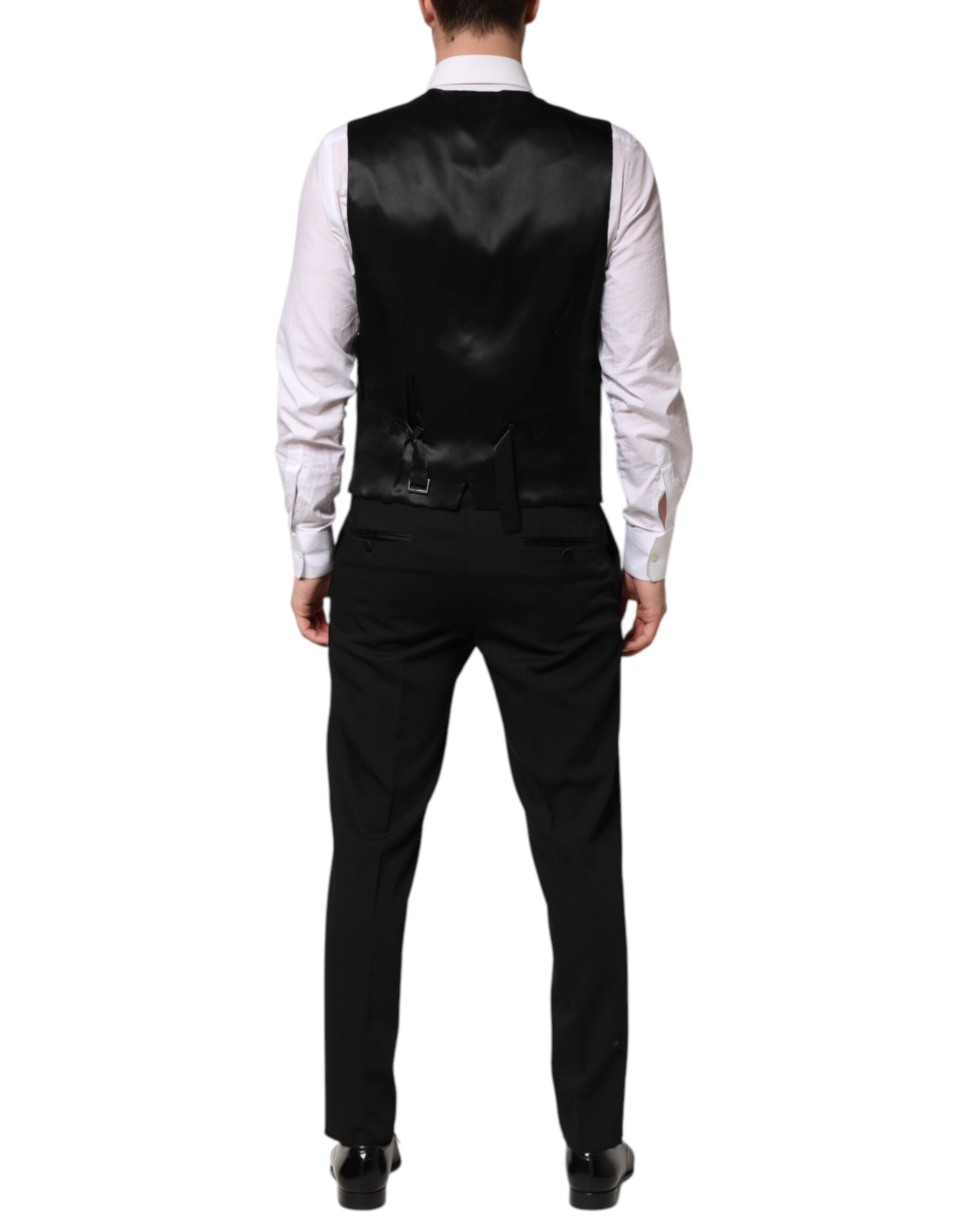 Pre-Owned Dolce & Gabbana Black Wool 3 Piece Single Breasted Suit