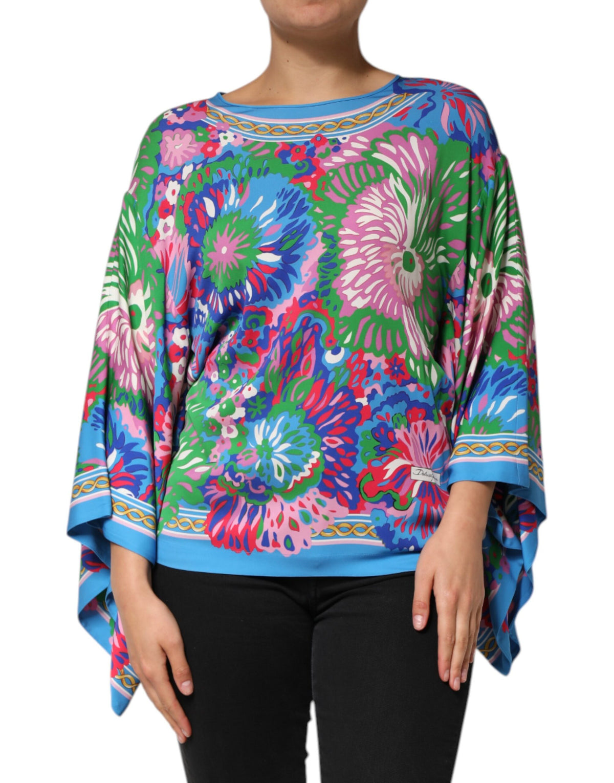 New Dolce & Gabbana Multicolor Floral Printed Tunic Blouse Top