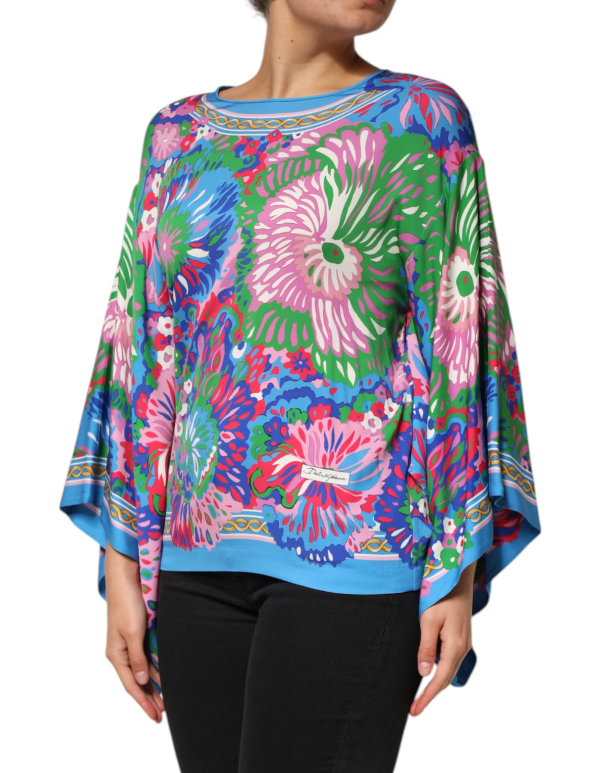 New Dolce & Gabbana Multicolor Floral Printed Tunic Blouse Top