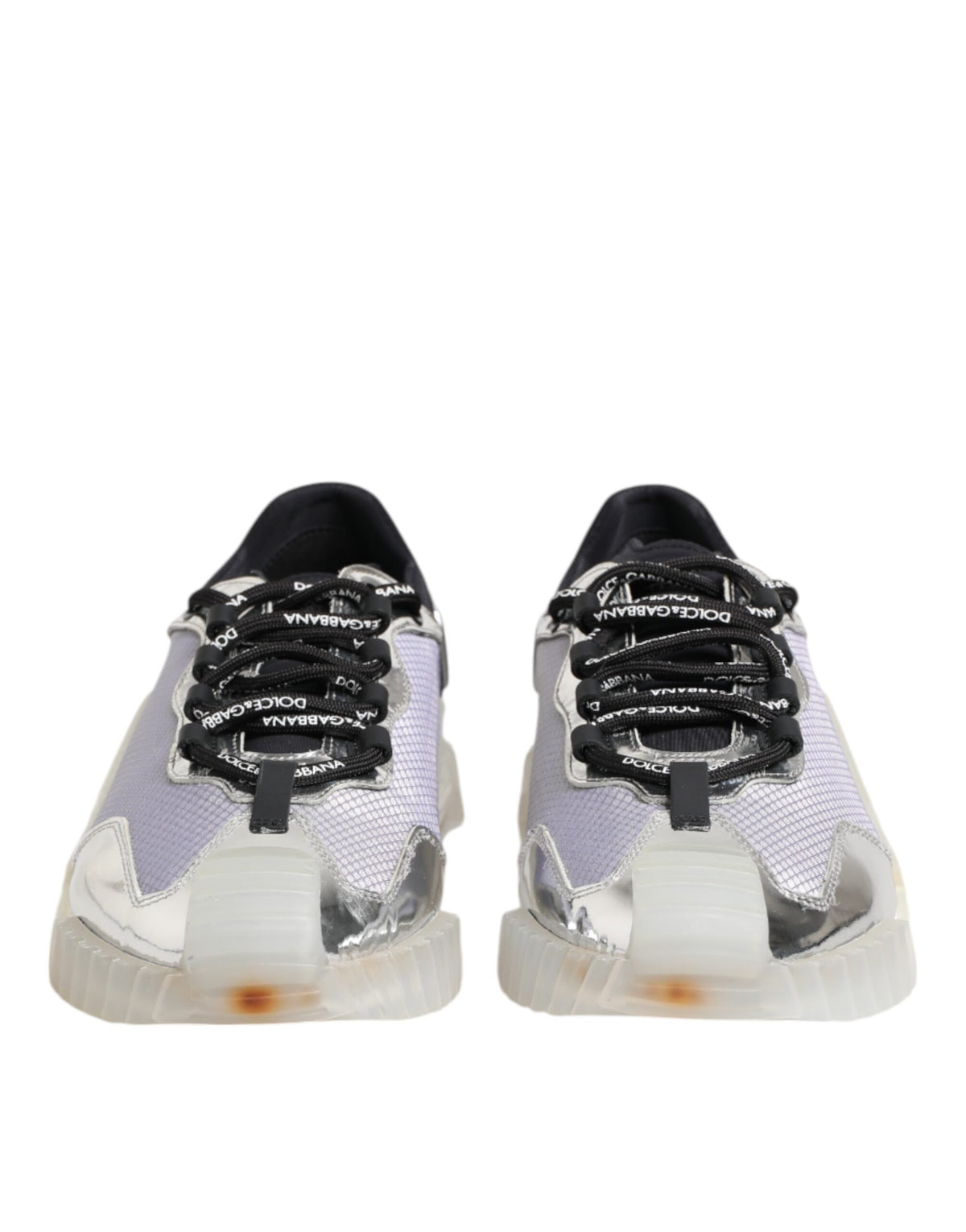 Dolce & Gabbana Silver Black Nylon NS1 Low Top Sneakers Shoes