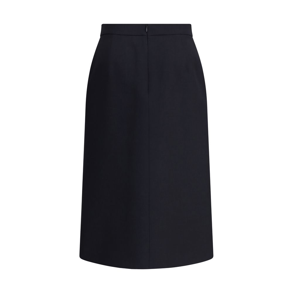 Valentino Garavani Black Wool Midi Skirt