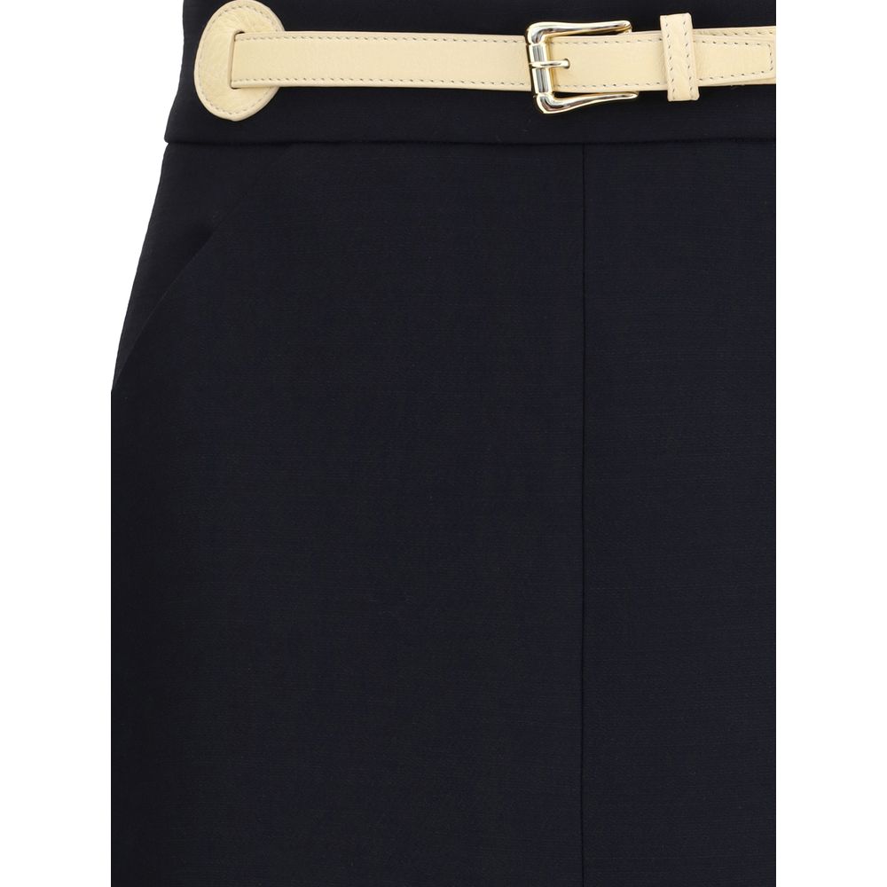 Valentino Garavani Black Wool Midi Skirt
