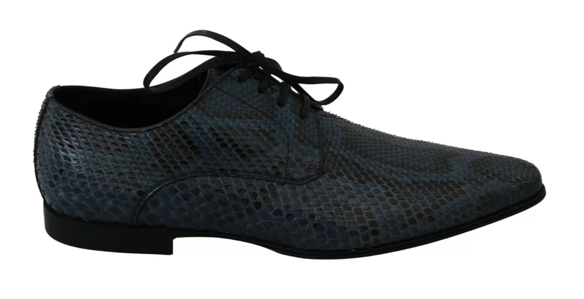 New Dolce & Gabbana Blue Python Leather Snakeskin Shoes