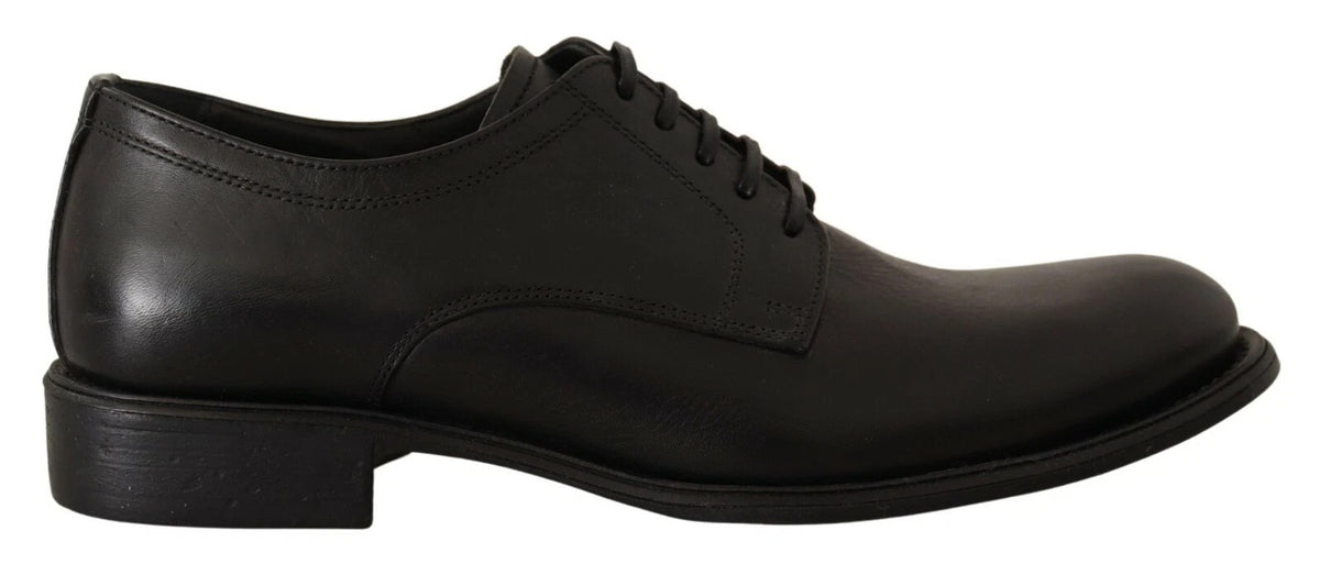 New Dolce & Gabbana Black Lace Up Leather Men Formal Derby Shoes