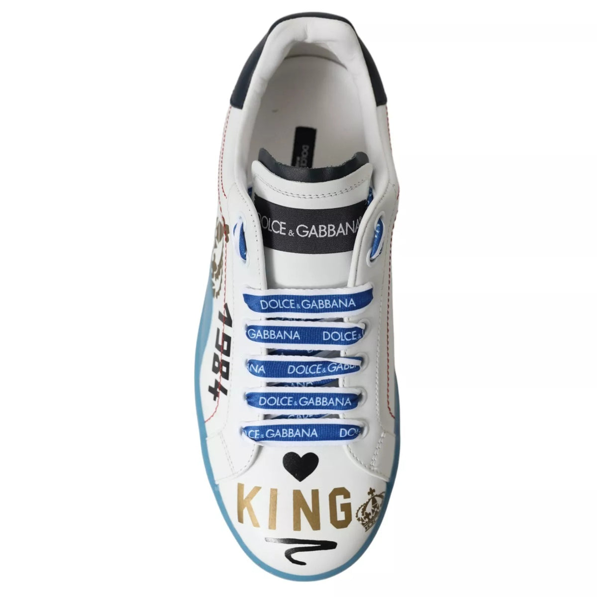 New Dolce & Gabbana Blue White Printed Portofino Melt Sneakers