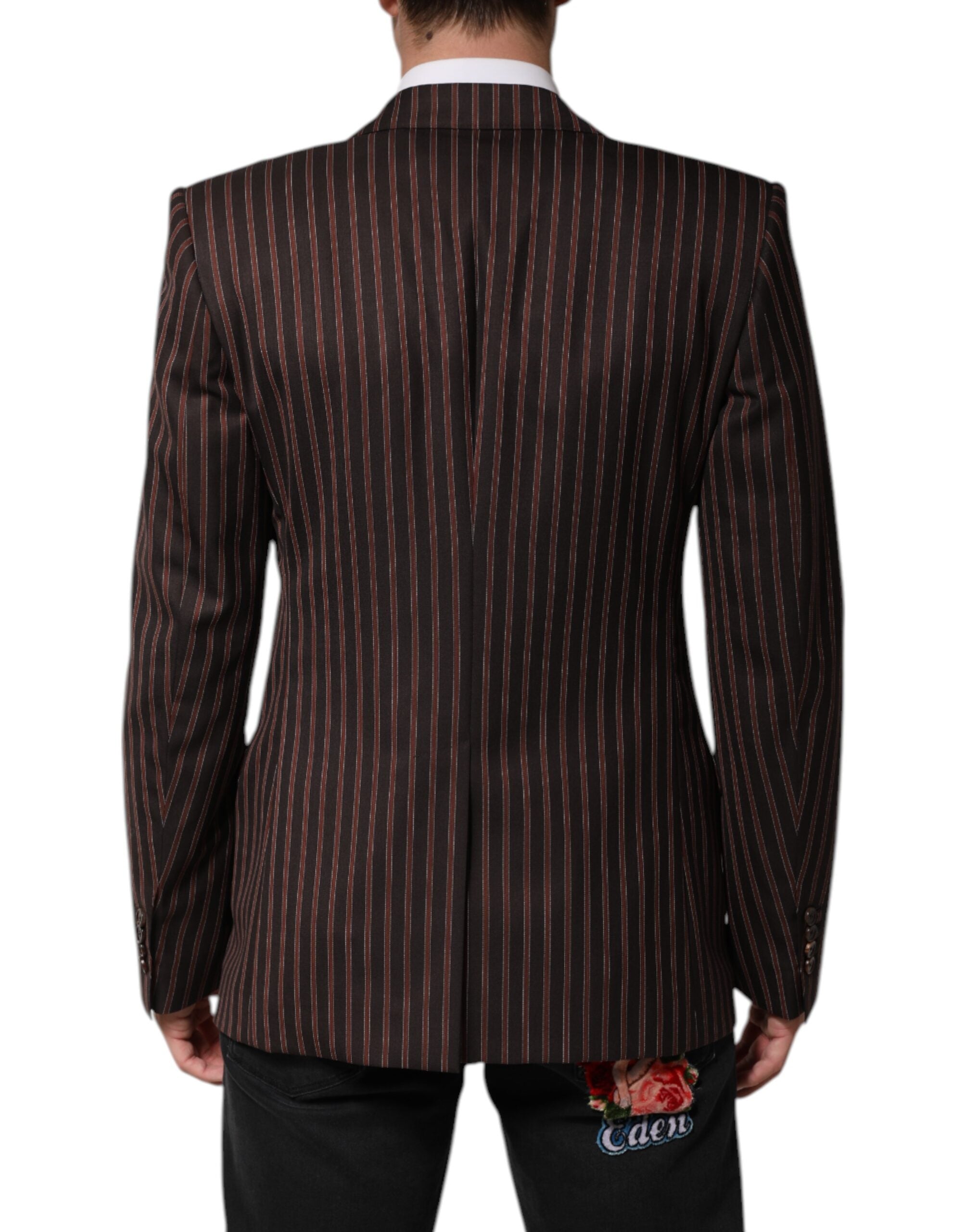 New Dolce & Gabbana Dark Gray Stripe Single Breasted Blazer