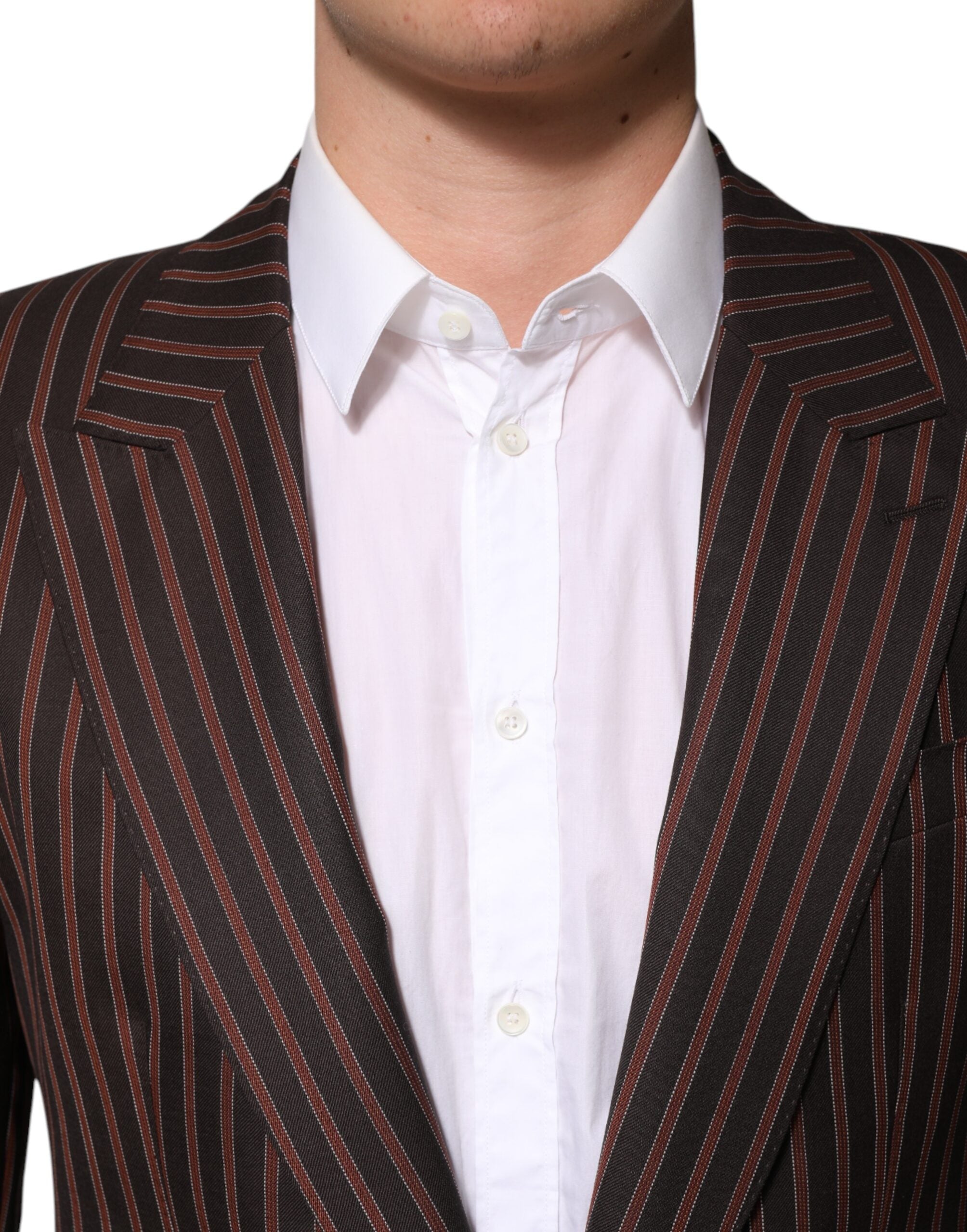 New Dolce & Gabbana Dark Gray Stripe Single Breasted Blazer