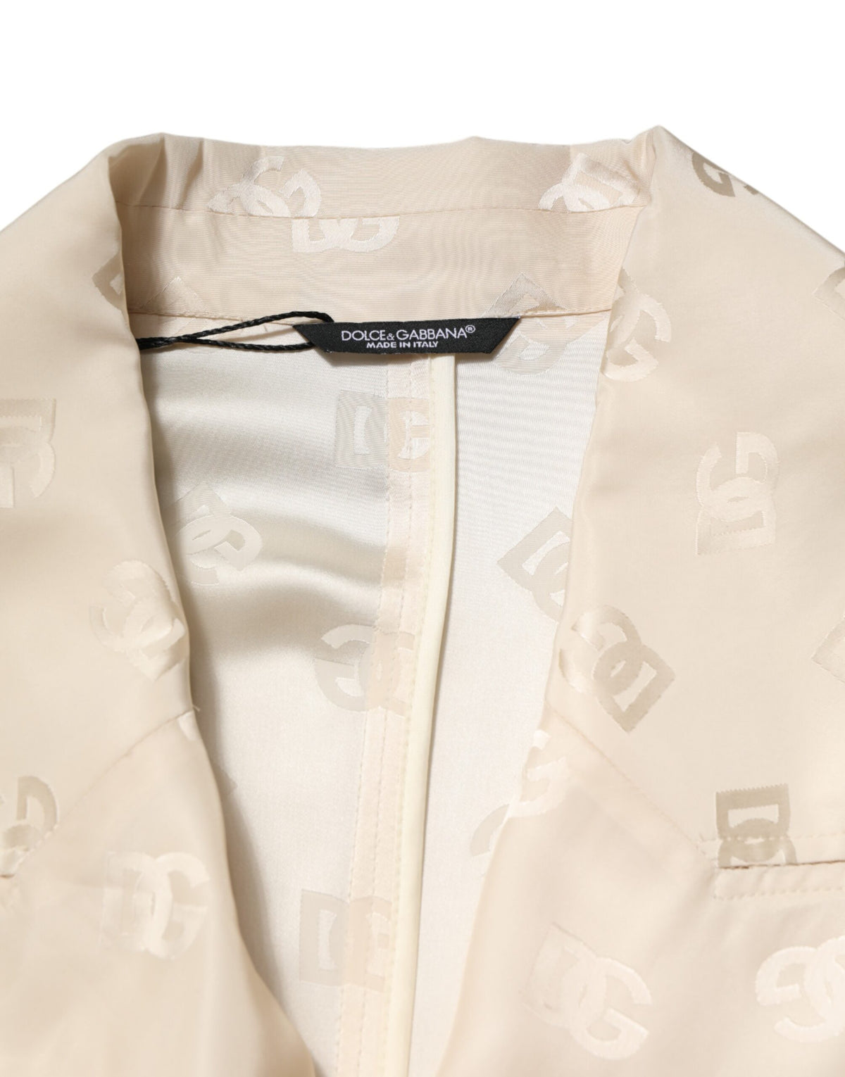 New Dolce & Gabbana Beige Logo Monogram Coat Jacket