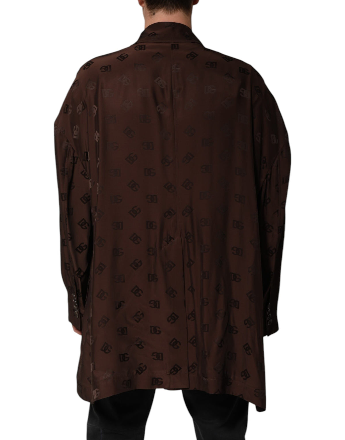 New Dolce & Gabbana Brown Logo Monogram Coat Jacket
