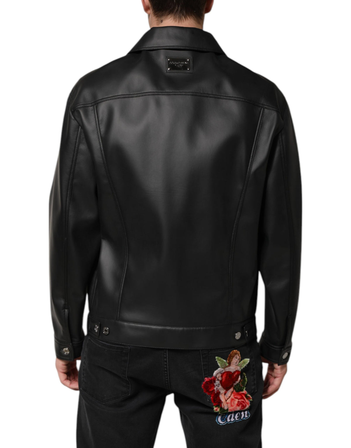 New Dolce & Gabbana Black Button Down Biker Jacket
