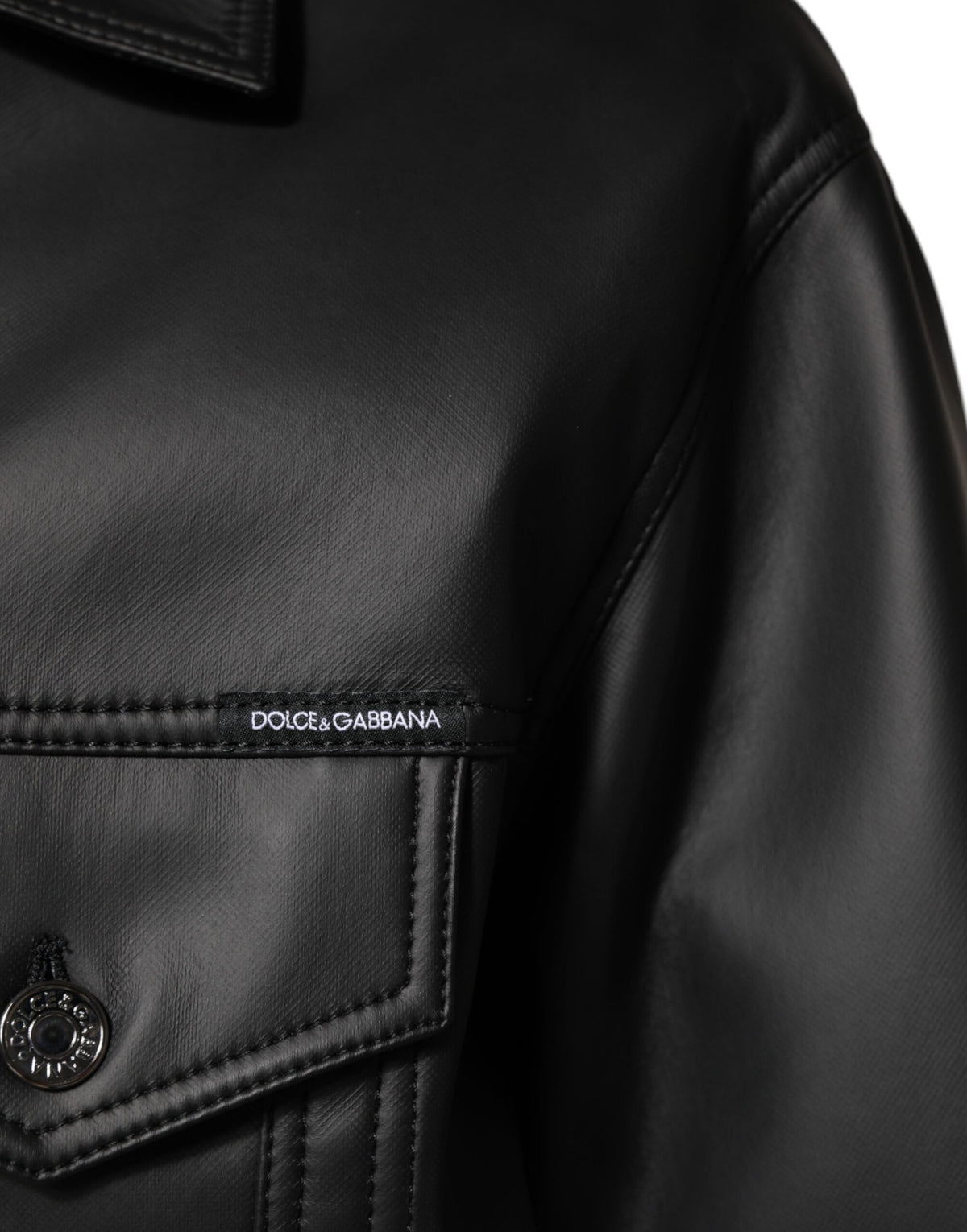 New Dolce & Gabbana Black Button Down Biker Jacket