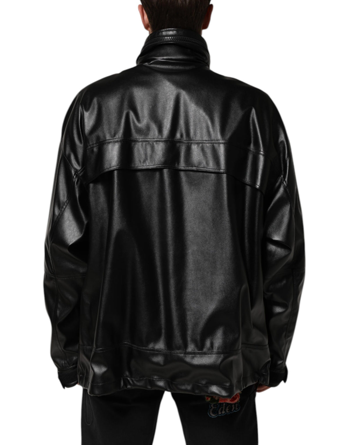 New Dolce & Gabbana Black Logo Plaque Bomber Jacket