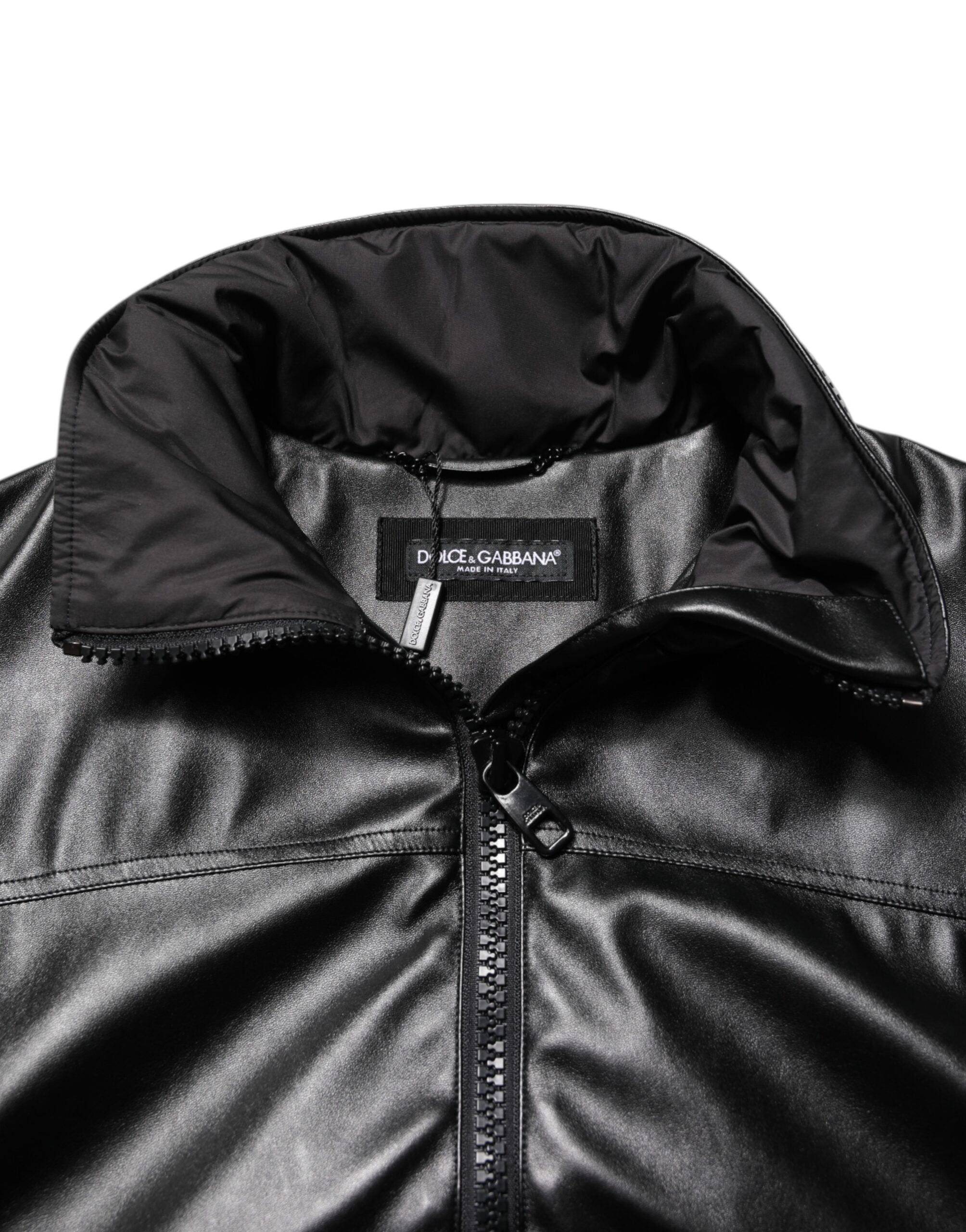 New Dolce & Gabbana Black Logo Plaque Bomber Jacket