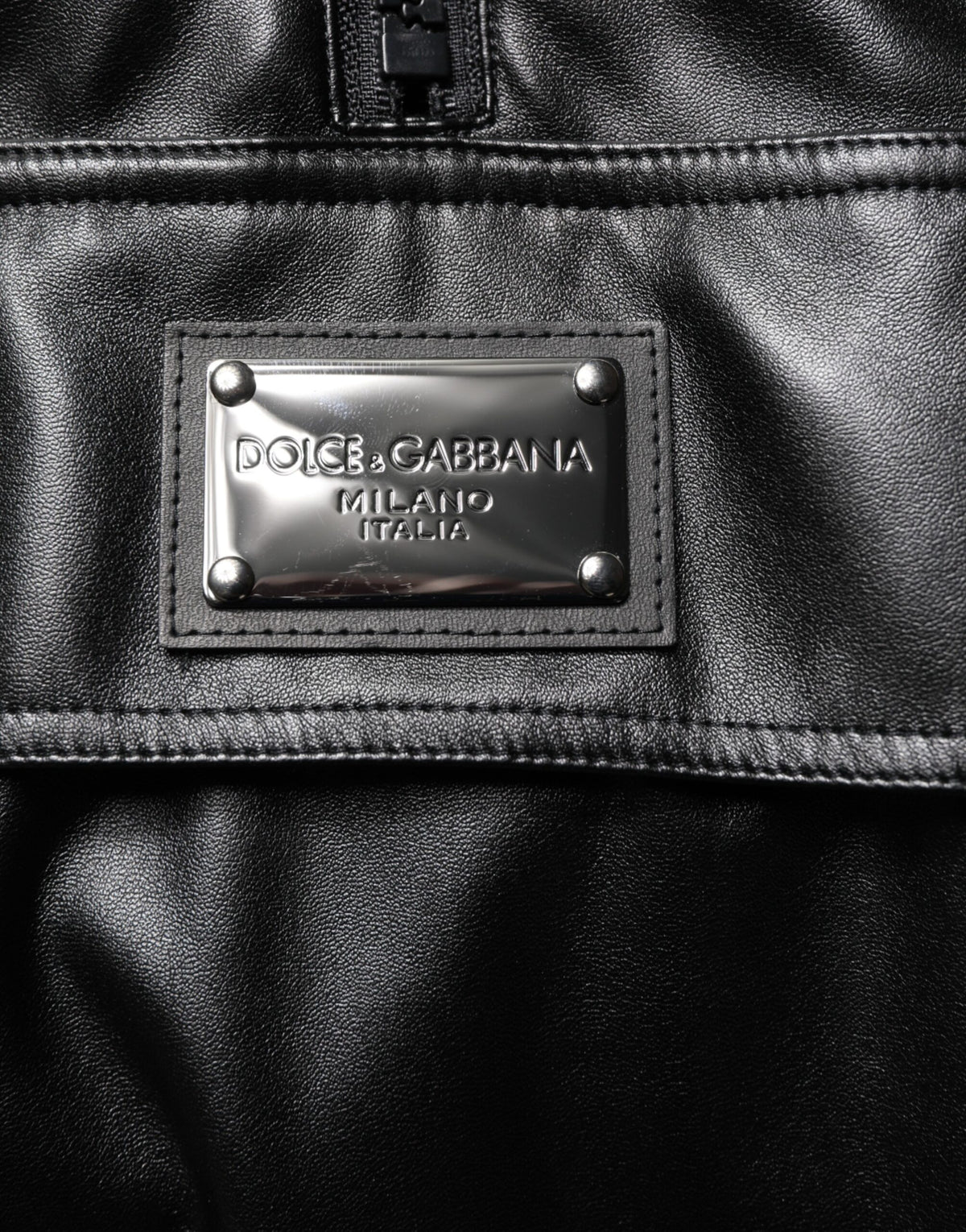 New Dolce & Gabbana Black Logo Plaque Bomber Jacket