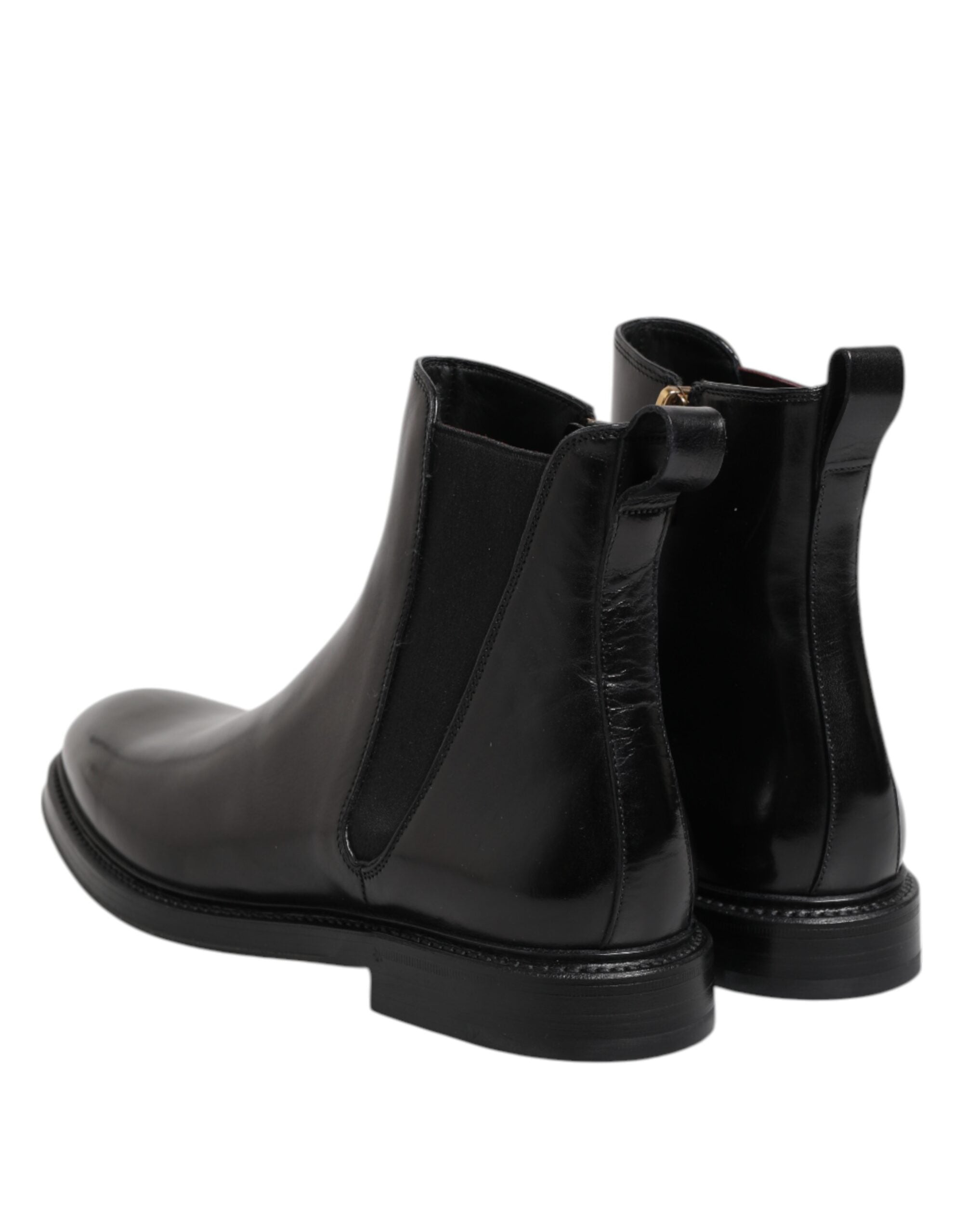 New Dolce & Gabbana Black Chelsea Leather Mid Calf Boots Shoes