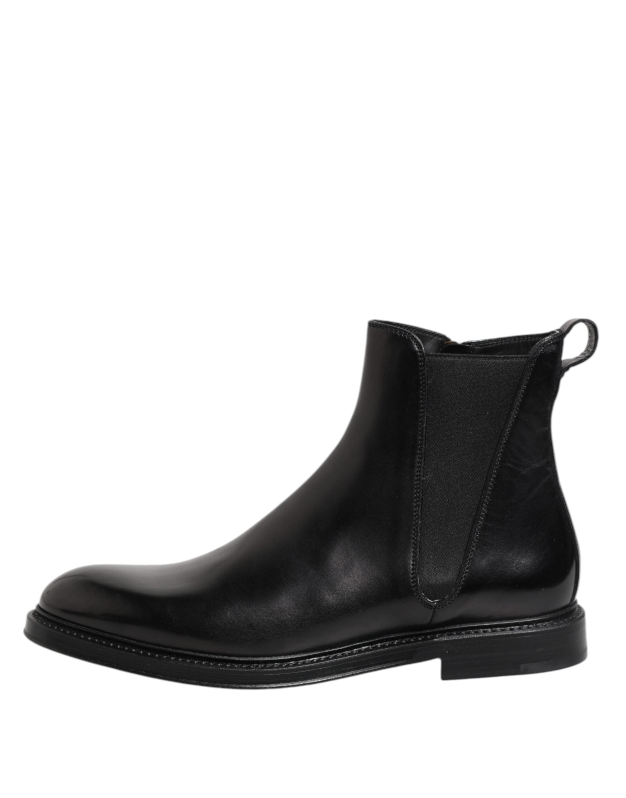 New Dolce & Gabbana Black Chelsea Leather Mid Calf Boots Shoes