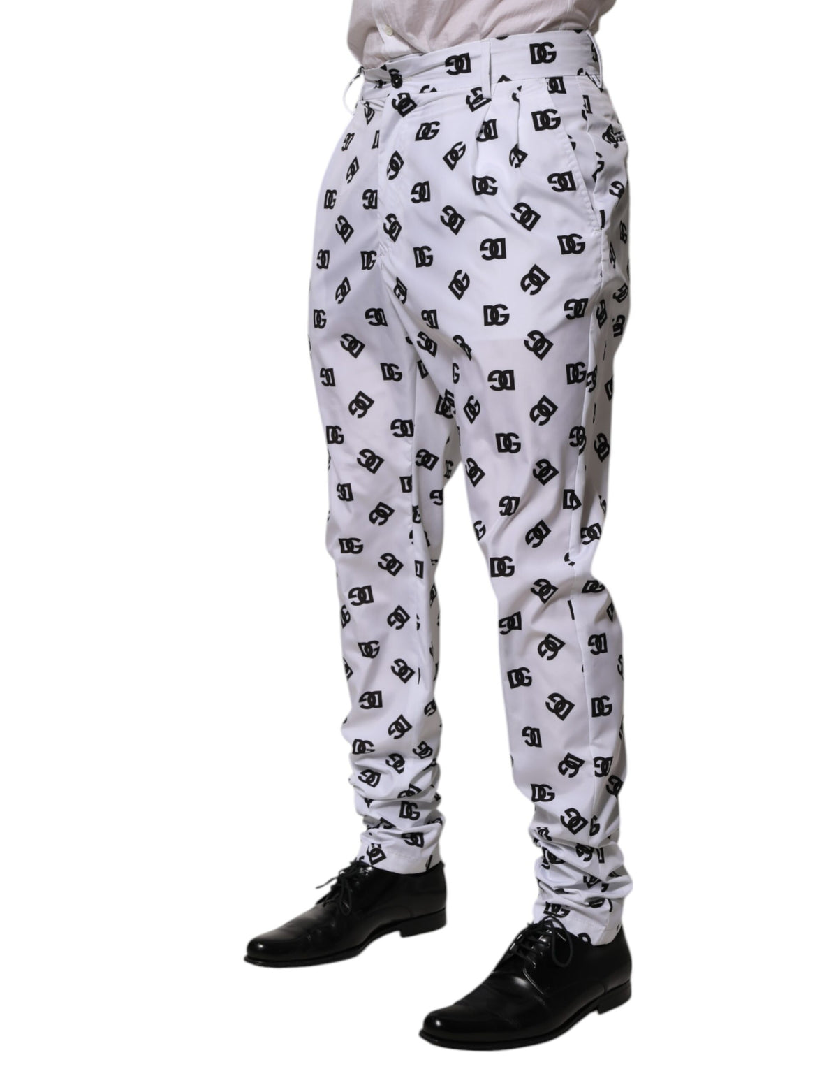 New Dolce & Gabbana White Logo Cotton Skinny Denim Trouser Pants