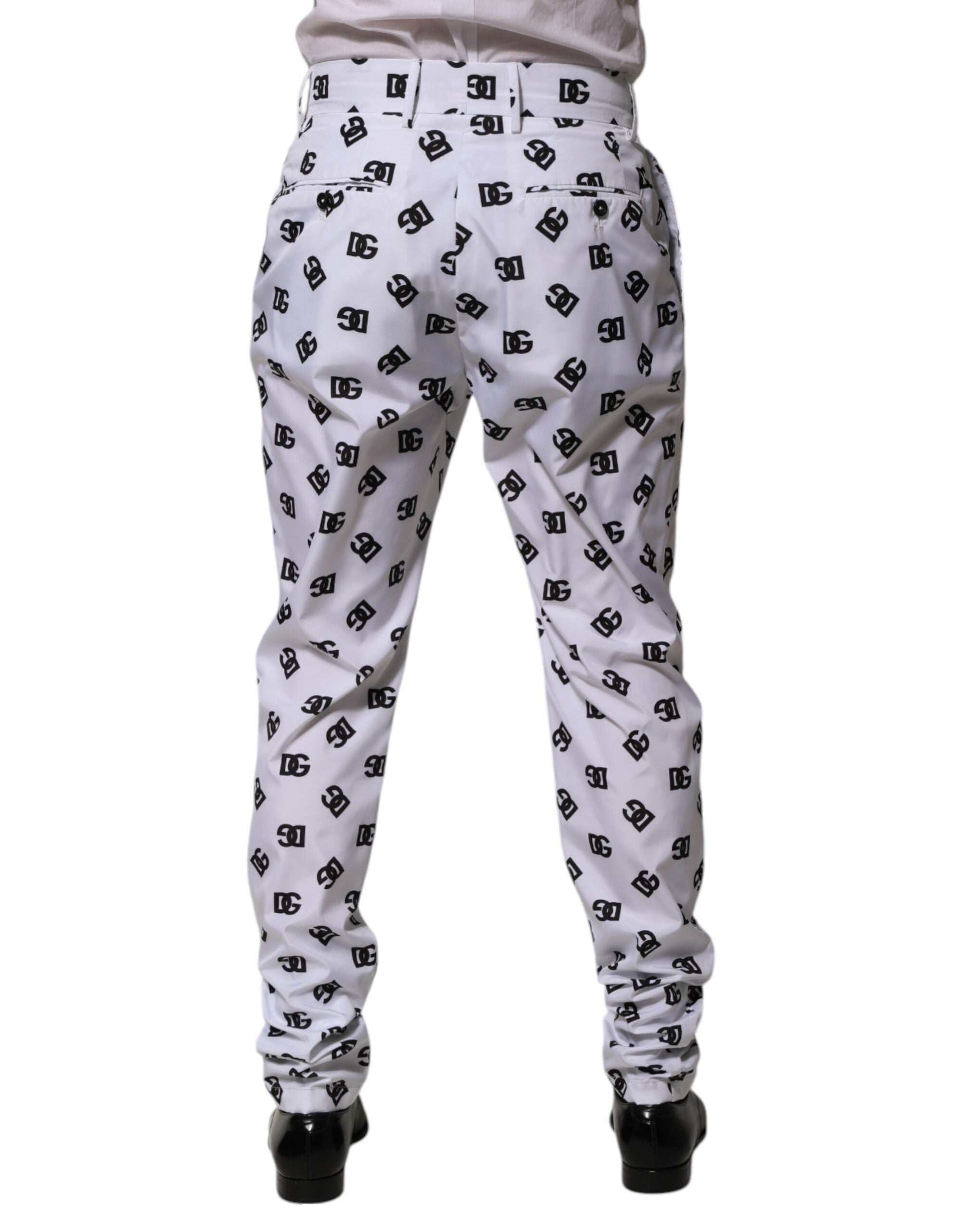 New Dolce & Gabbana White Logo Cotton Skinny Denim Trouser Pants
