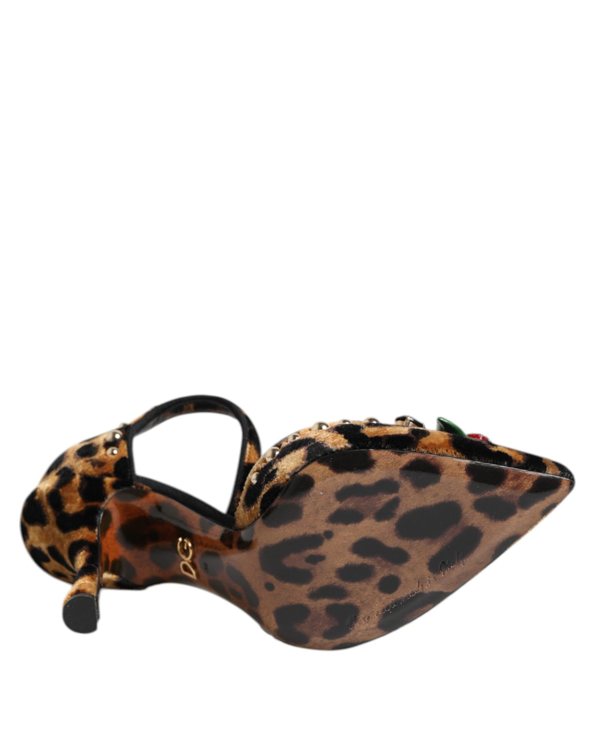 New Dolce & Gabbana Brown Leopard Crystal Roses Pumps Shoes