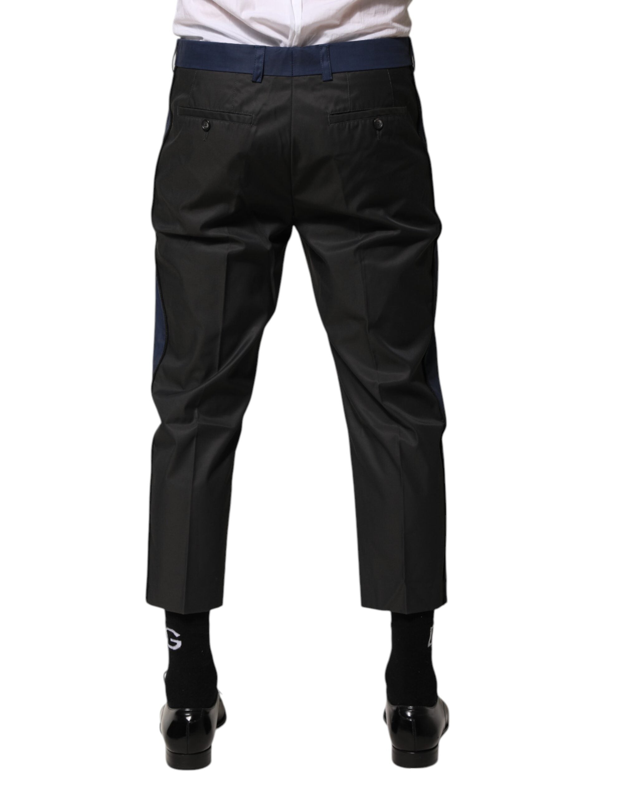 New Dolce & Gabbana Gray Blue Cotton 3/4 Chinos Crop Trouser Pants