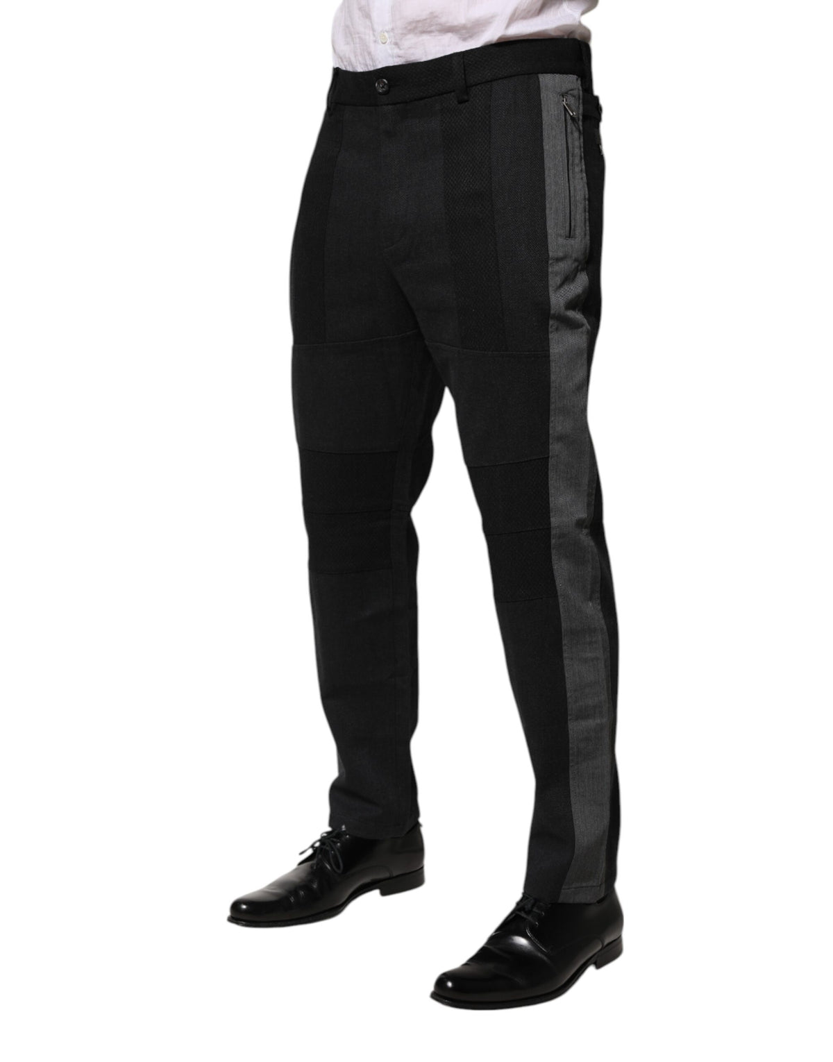 New Dolce & Gabbana Black Gray Cotton Dress Formal Trouser Pants
