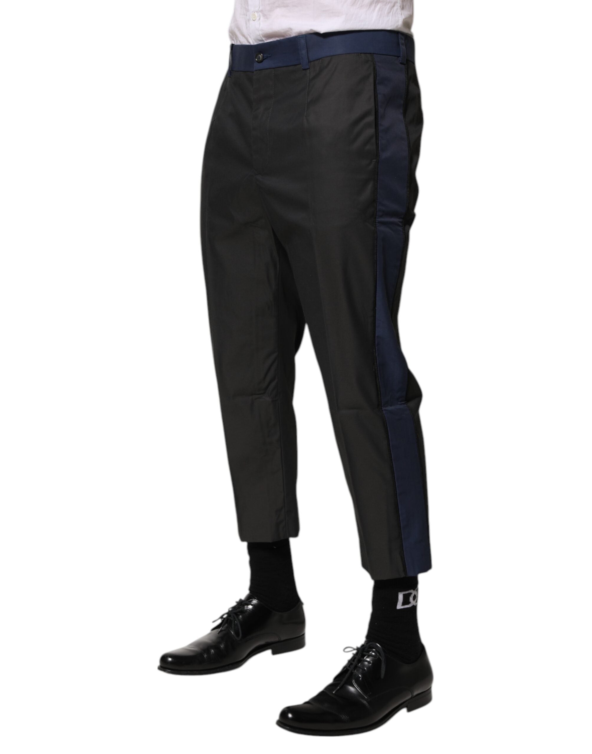 New Dolce & Gabbana Gray Blue Cotton 3/4 Chinos Crop Trouser Pants