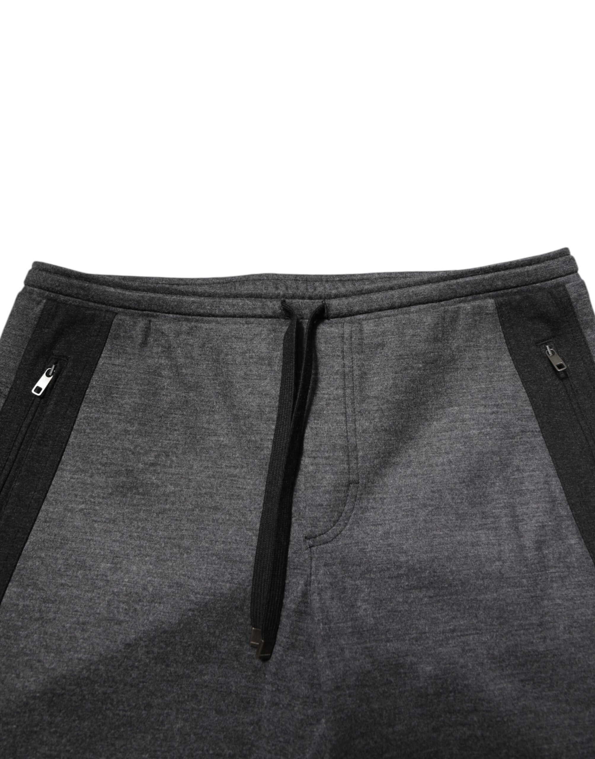 Dolce & Gabbana Gray Black Wool Blend Jogger Sweatpants Pants