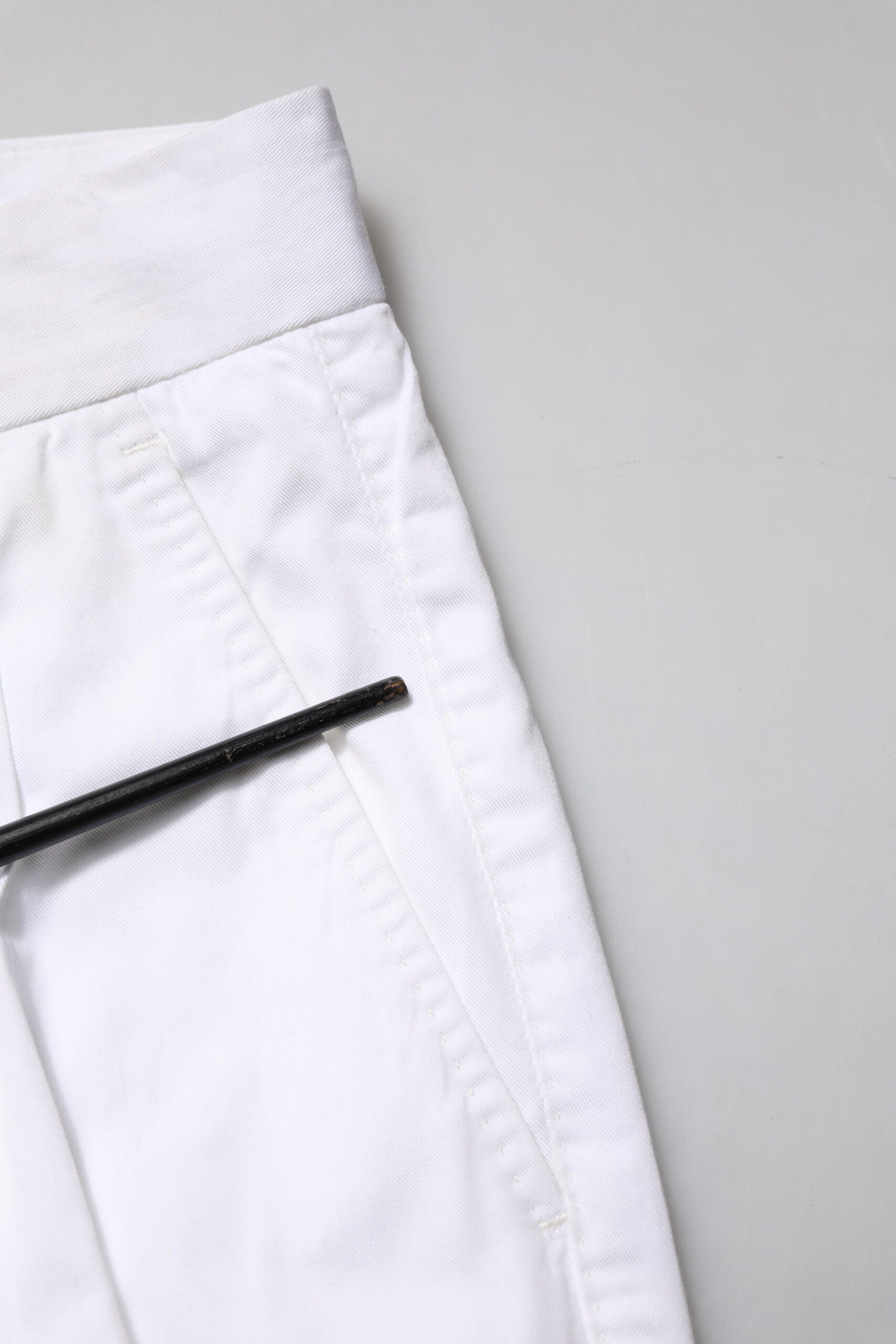 Dolce & Gabbana White Cotton Dress Slim Formal Trouser Pants