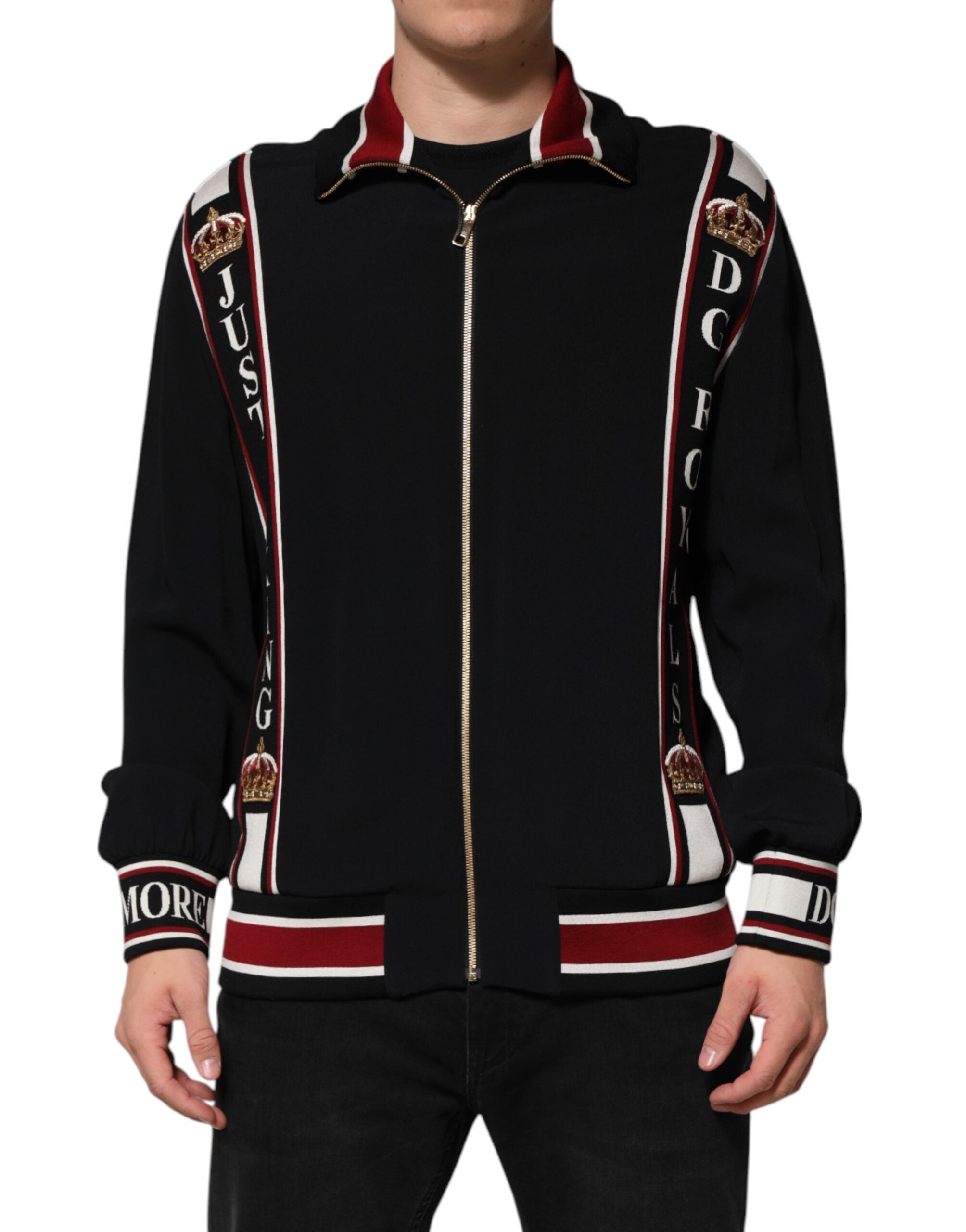 New Dolce & Gabbana Black DG King Full Zip Sweatshirt Sweater