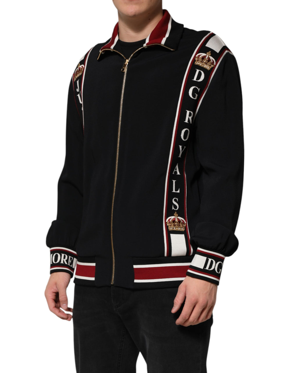 New Dolce & Gabbana Black DG King Full Zip Sweatshirt Sweater