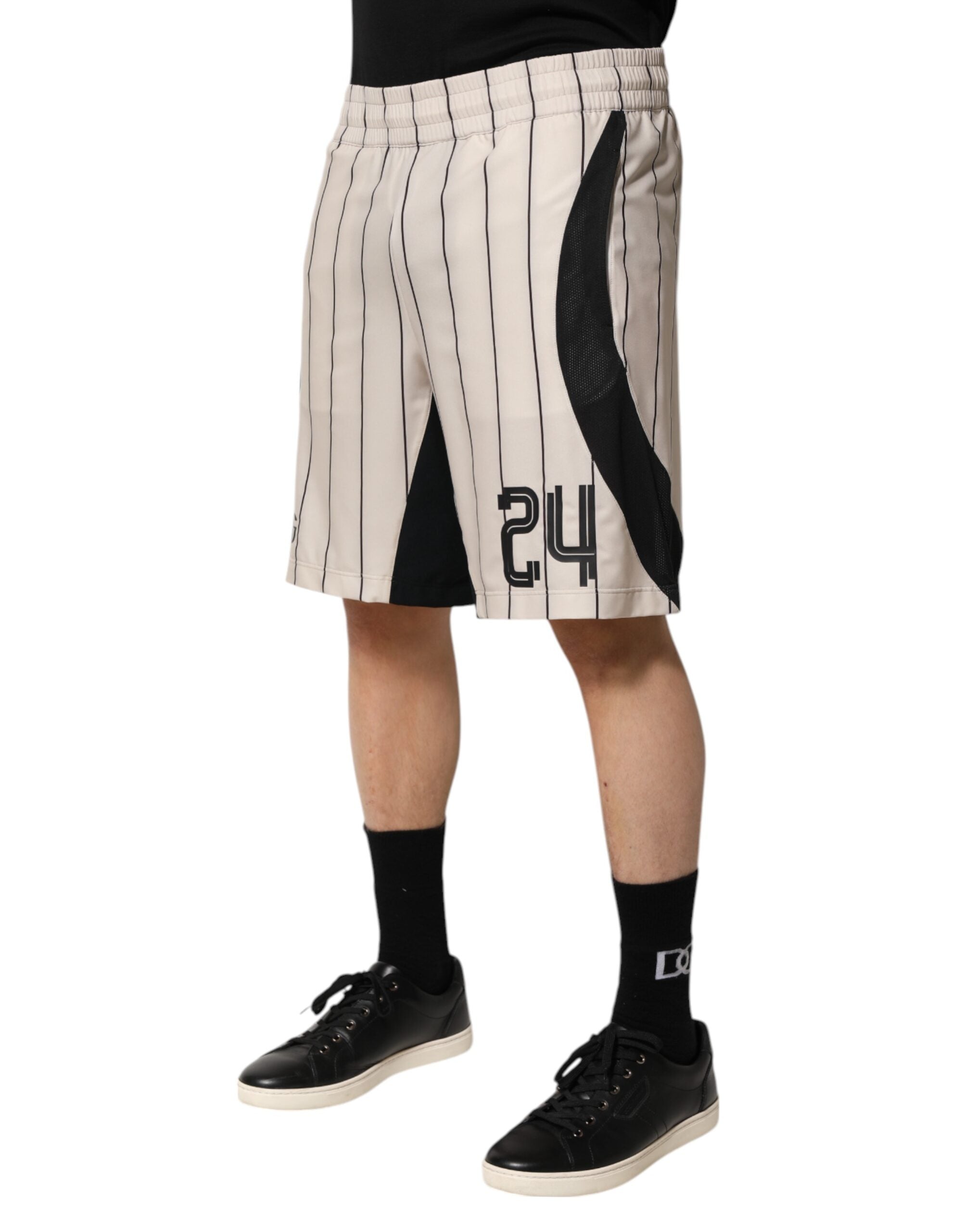 Dolce & Gabbana Off White Polyester DG Logo Sweatshorts Shorts