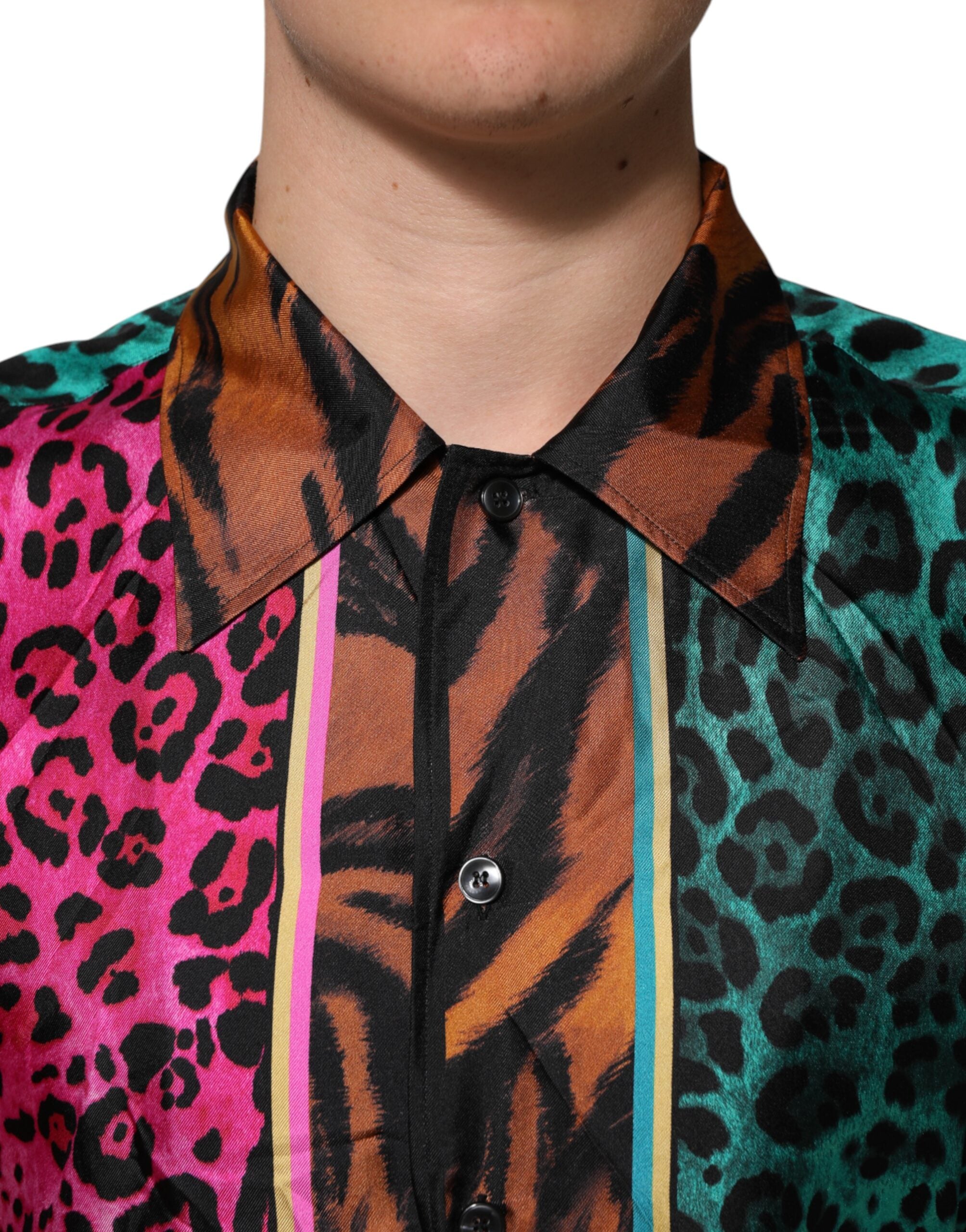 New Dolce & Gabbana Silk Tiger Print Hawaiian T-shirt