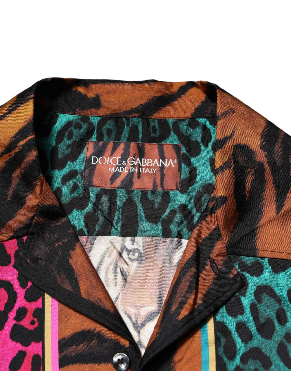 New Dolce & Gabbana Silk Tiger Print Hawaiian T-shirt