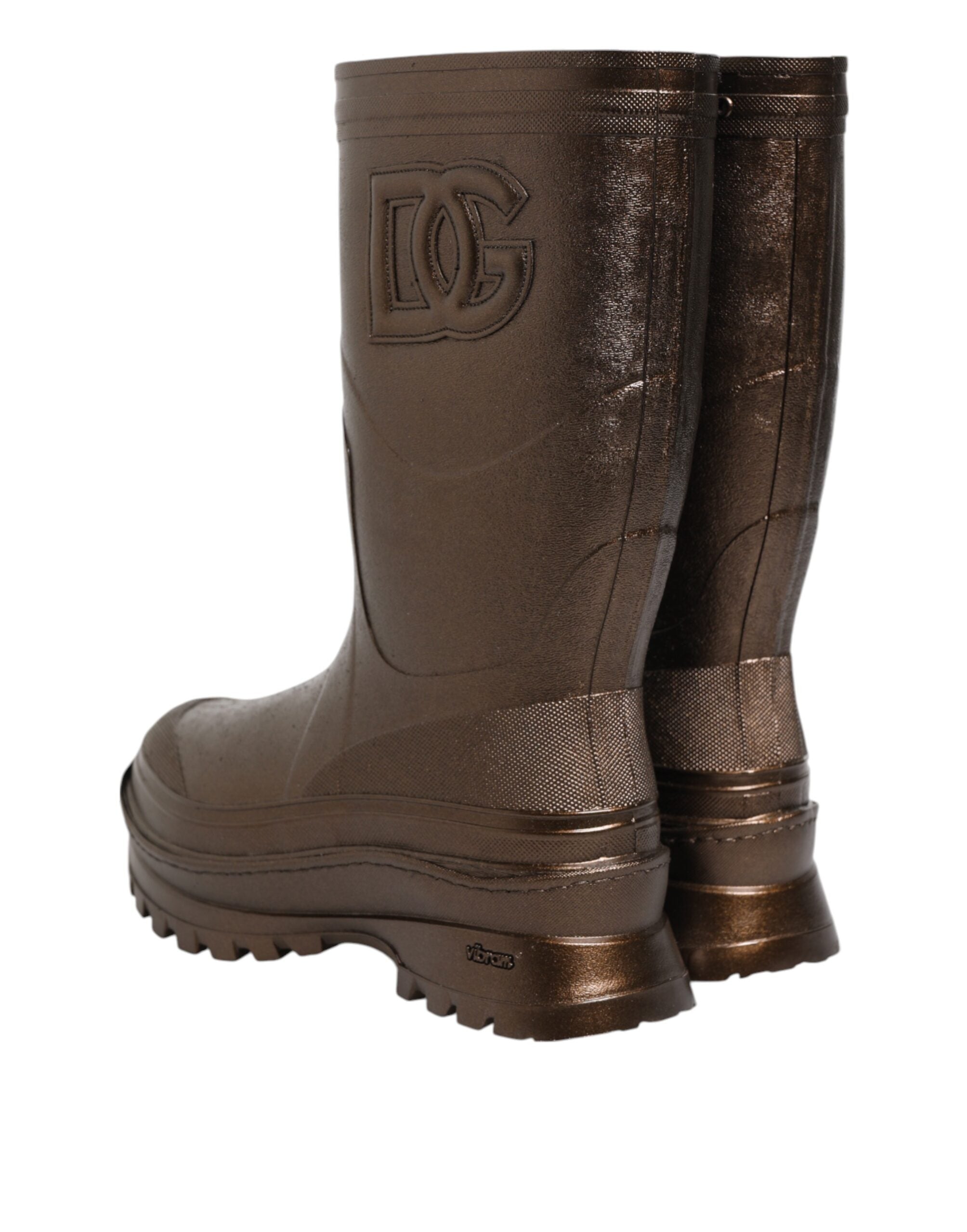 Dolce & Gabbana Metallic Bronze Pull On Rain Boots Shoes