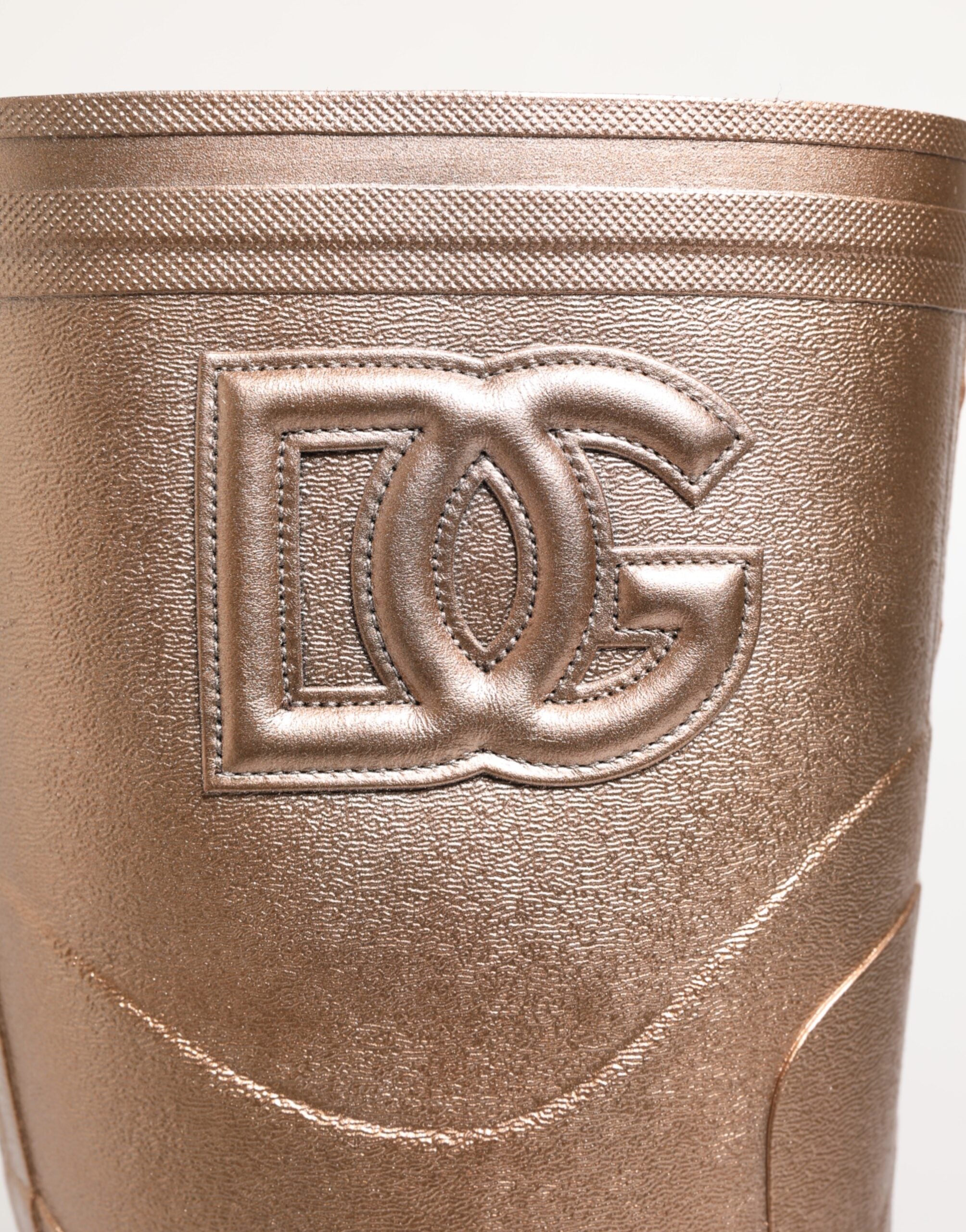 Dolce & Gabbana Rose Gold Rubber Pull On Rain Boots Shoes