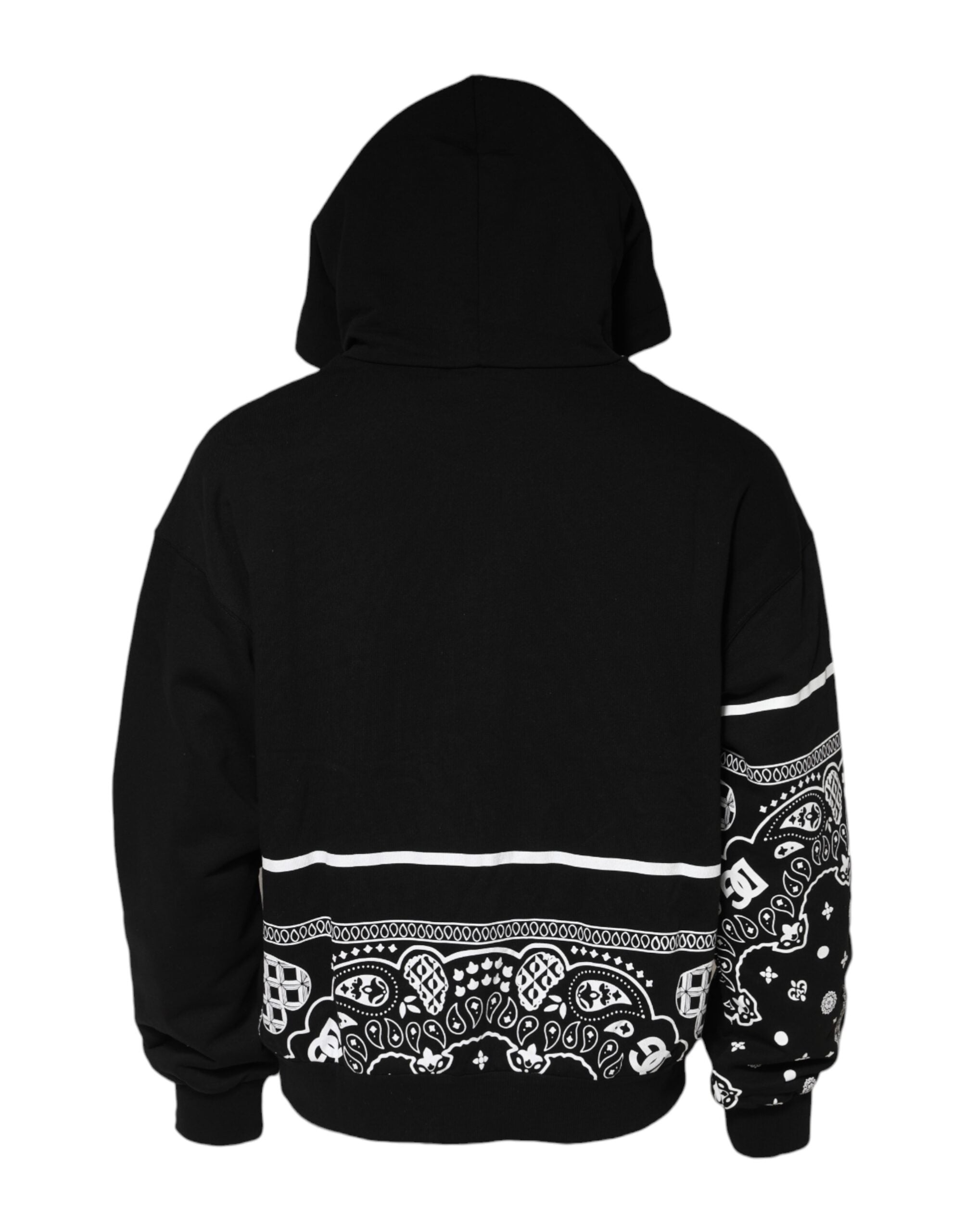 New Dolce & Gabbana Black Bandana Hooded Men Sweatshirt Sweater
