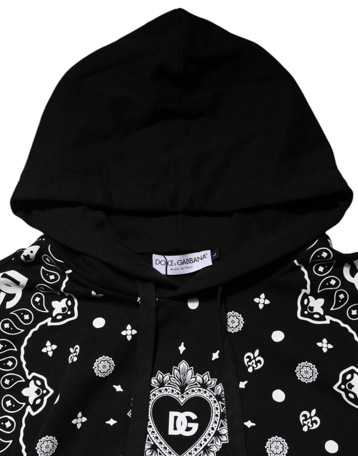 New Dolce & Gabbana Black Bandana Hooded Men Sweatshirt Sweater