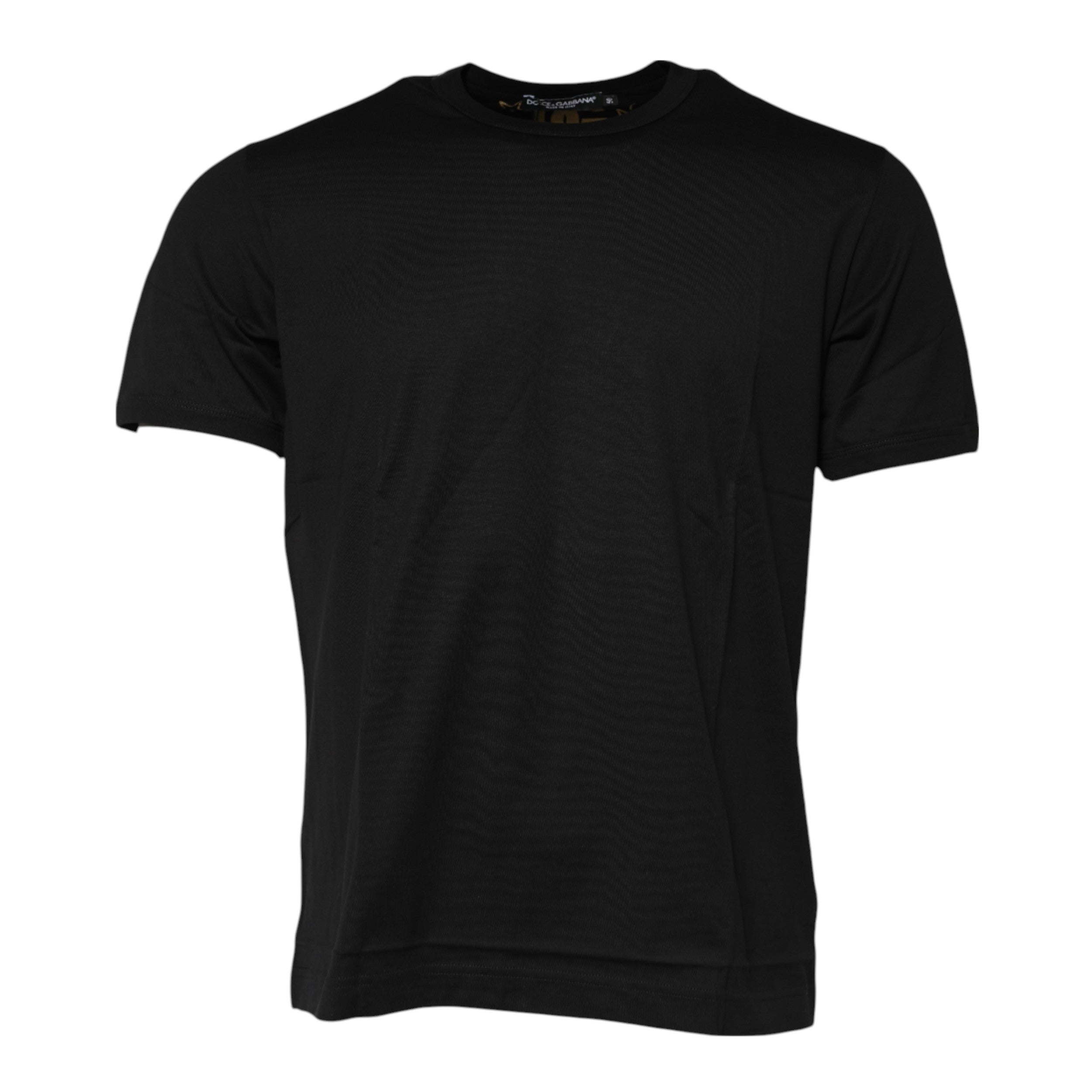 New Dolce & Gabbana Black Cotton Logo Print Crew Neck T-shirt