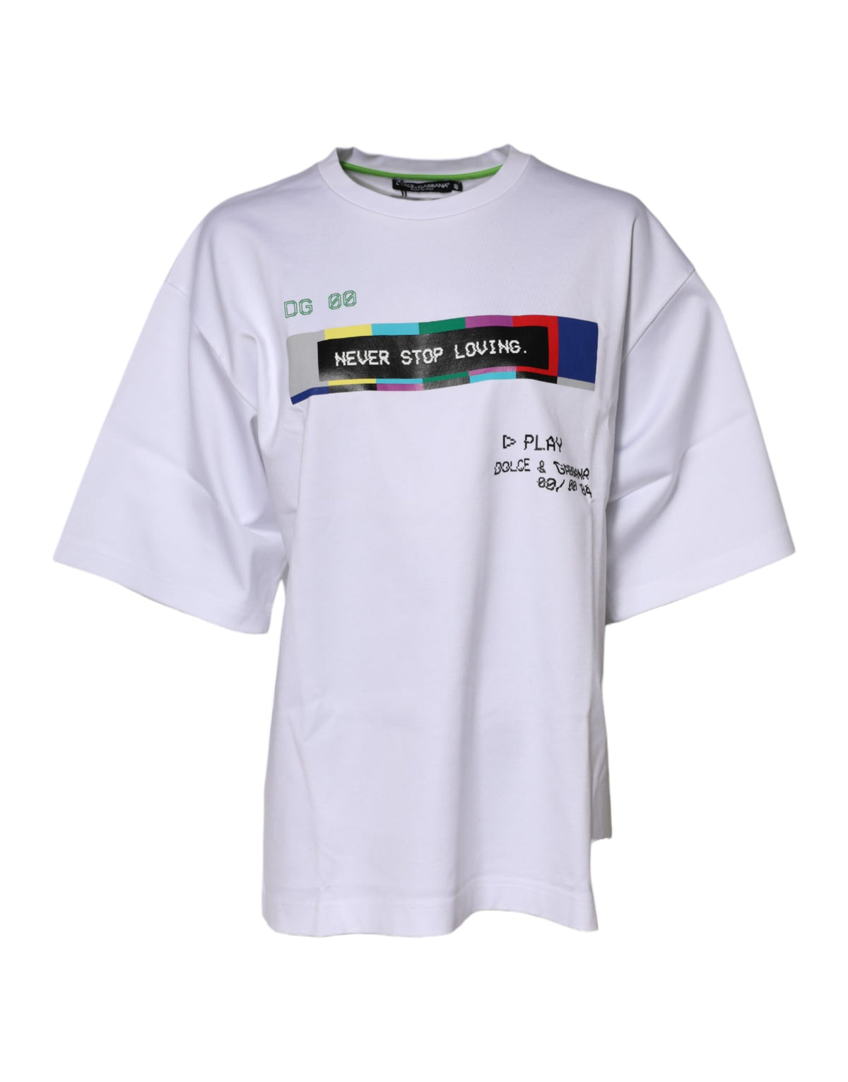 New Dolce & Gabbana White Cotton Printed Short Sleeves T-shirt