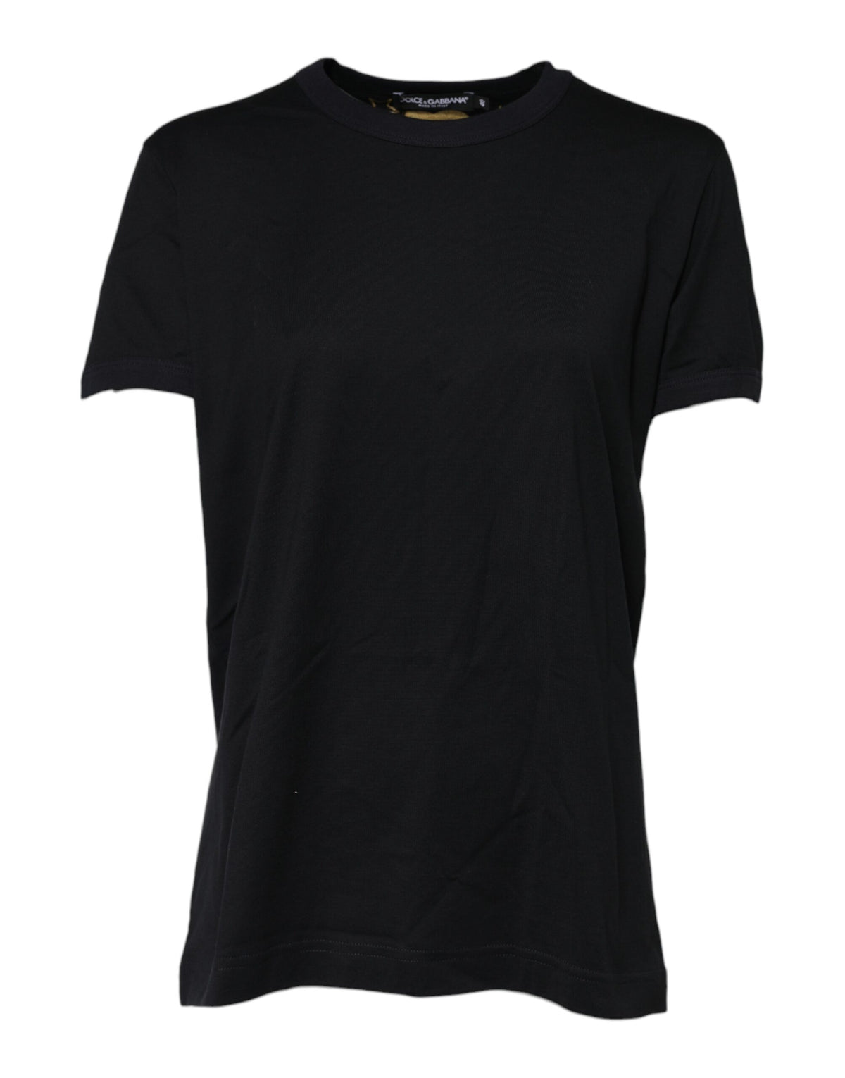 New Dolce & Gabbana Black Cotton DG Print Short Sleeve Top T-shirt