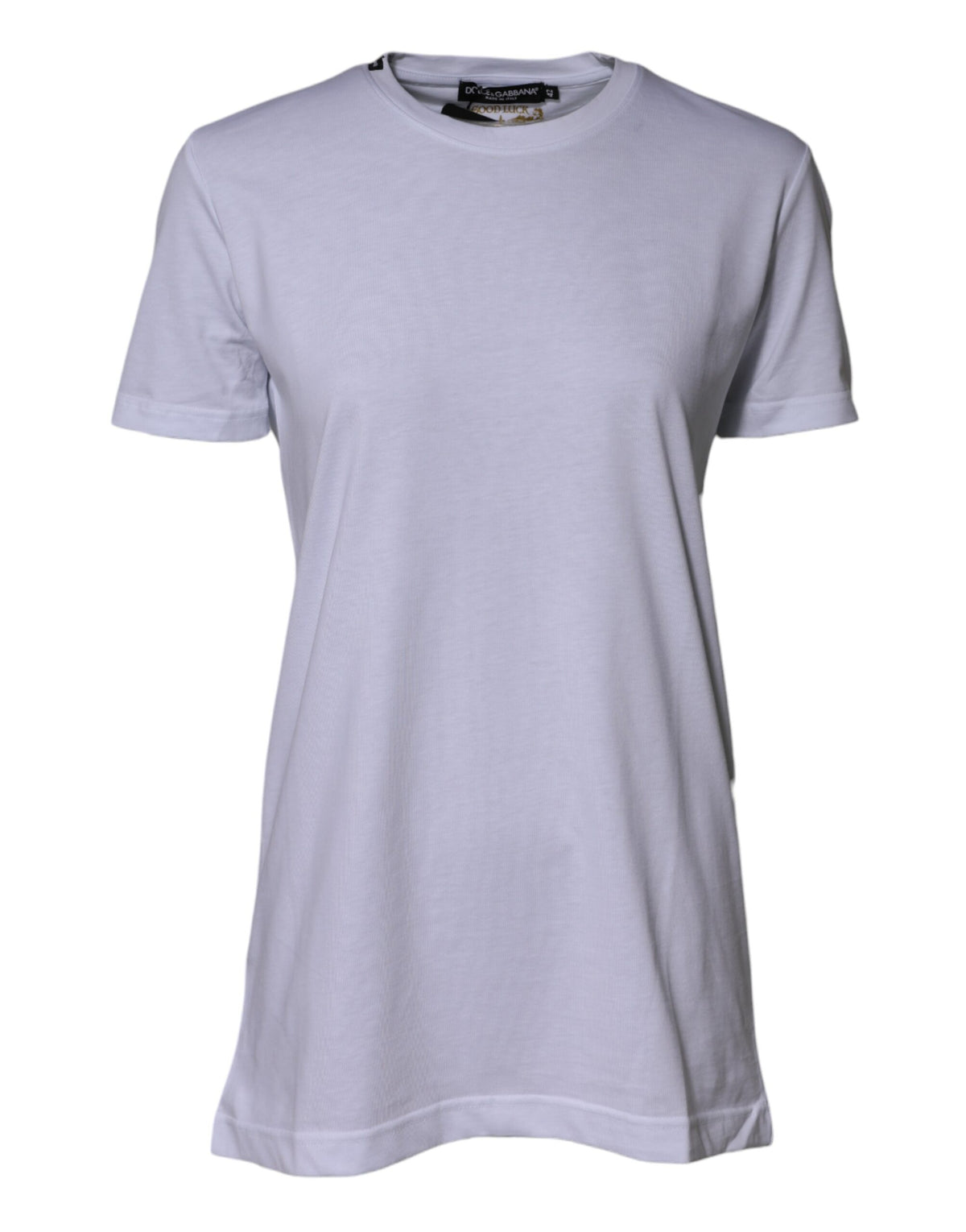 New Dolce & Gabbana White Cotton Goodluck 2023 Crew Neck T-shirt