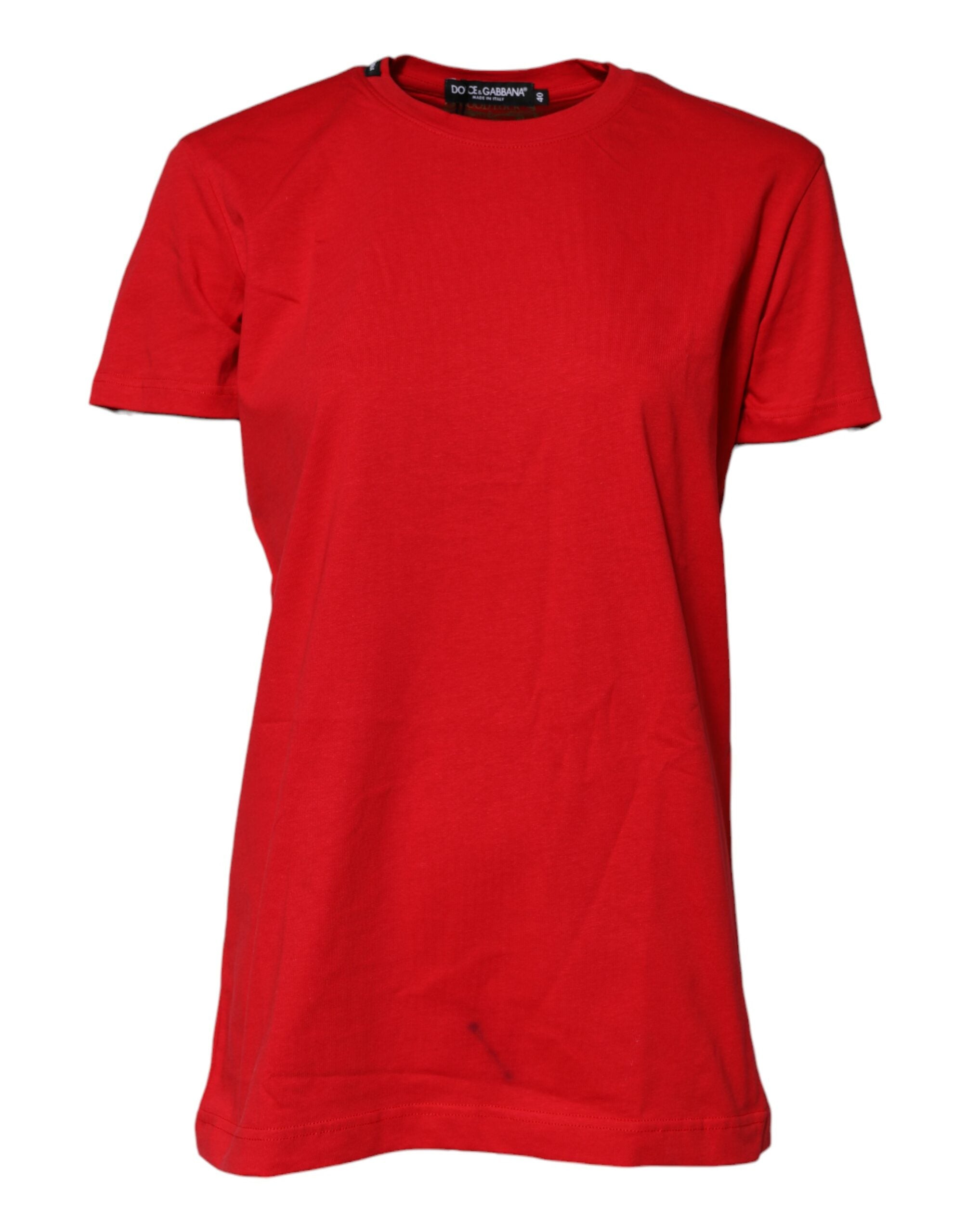Dolce & Gabbana Red Cotton Short Sleeves Crew Neck Top T-shirt