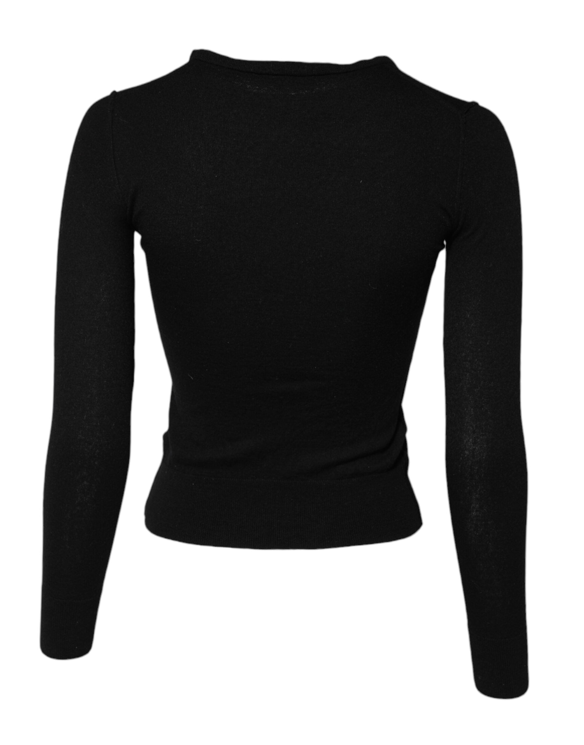 Dolce & Gabbana Black STAFF Round Neck Cardigan Sweater