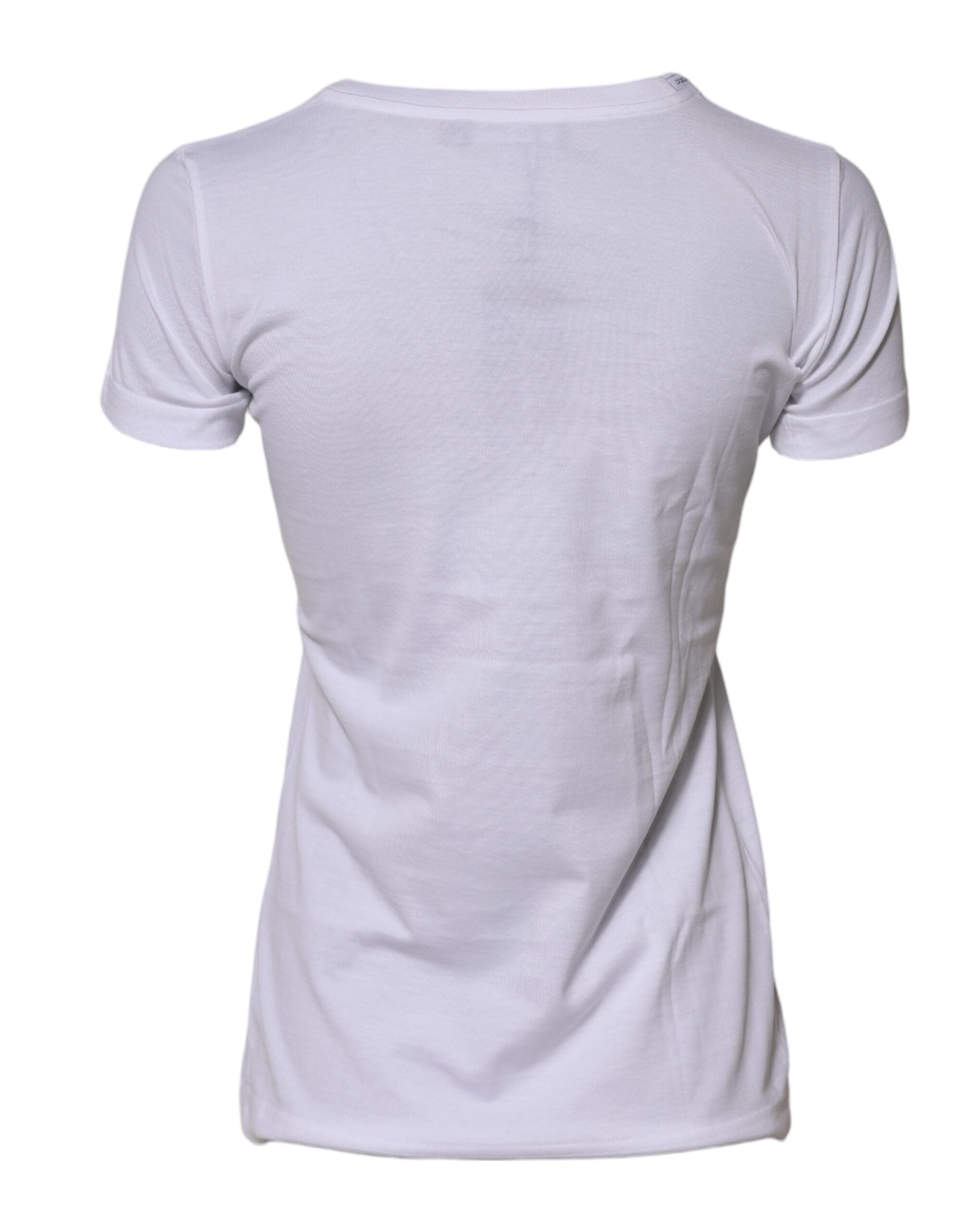 New Dolce & Gabbana White Cotton Crew Neck Short Sleeves T-shirt