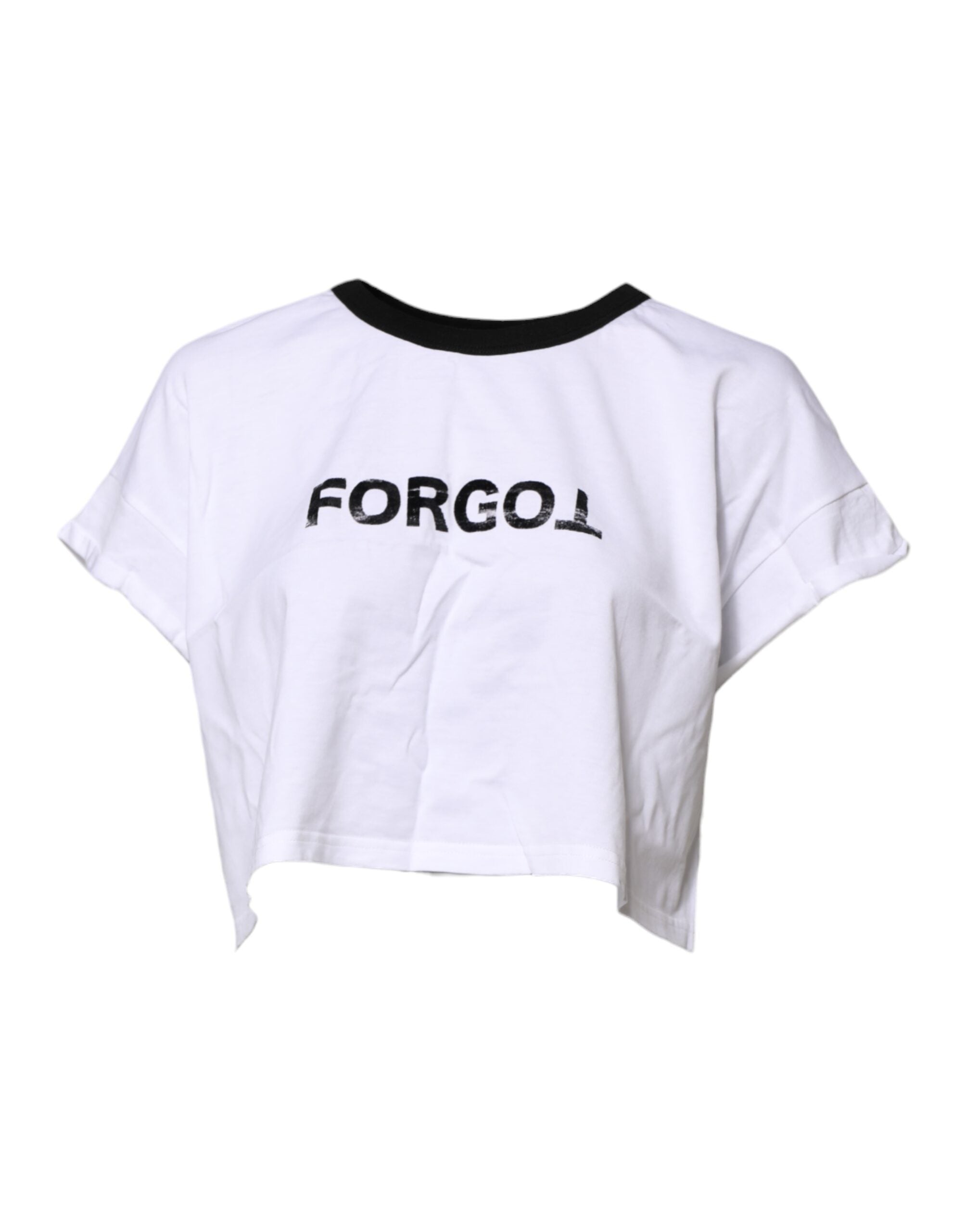 New Dolce & Gabbana White Cotton Crew Neck Cropped Top T-shirt