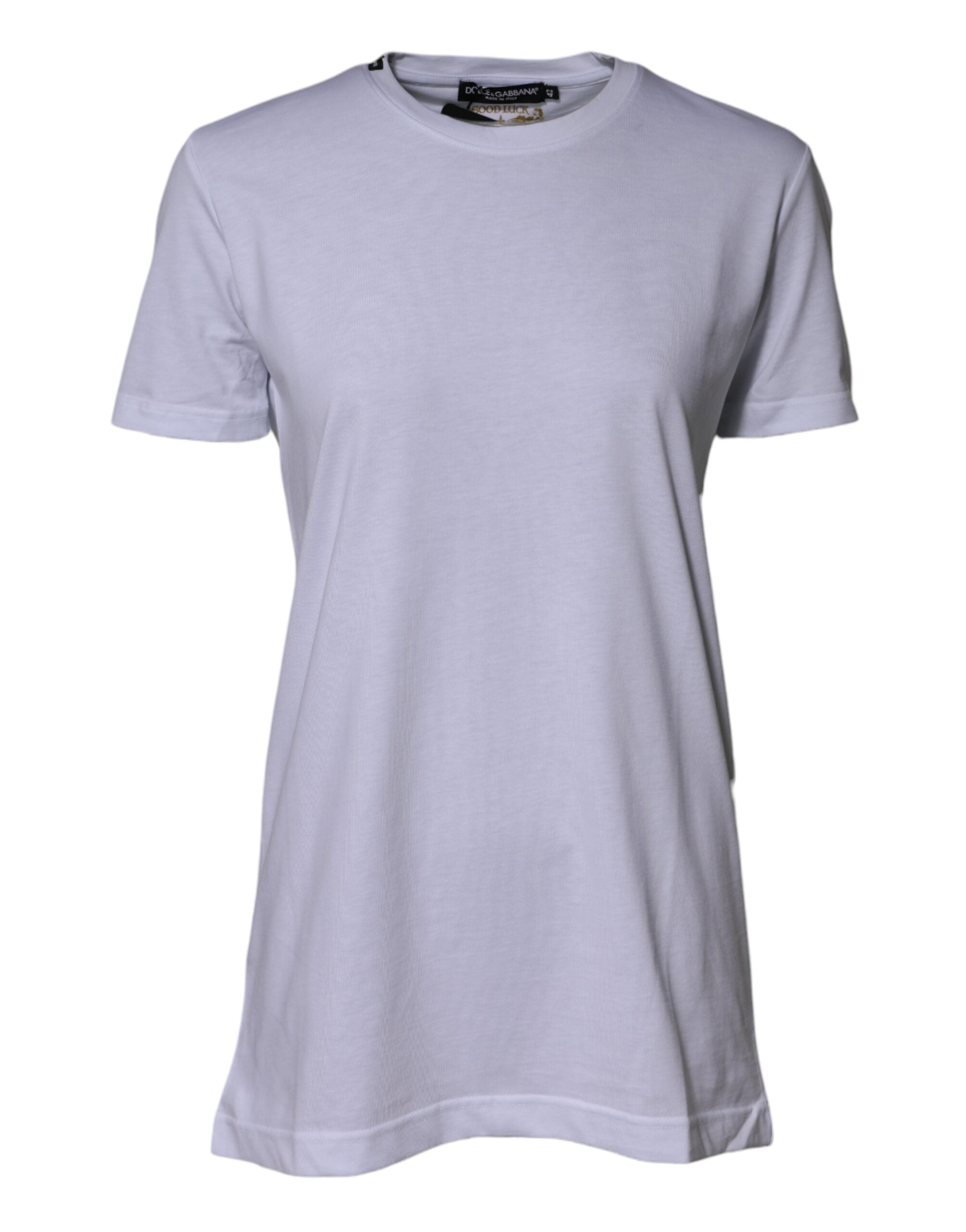 Dolce & Gabbana White Cotton Goodluck 2023 Crew Neck T-shirt