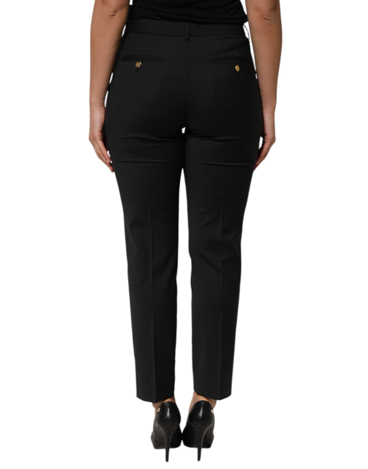 New Dolce & Gabbana Black Tapered Women Trouser Pants